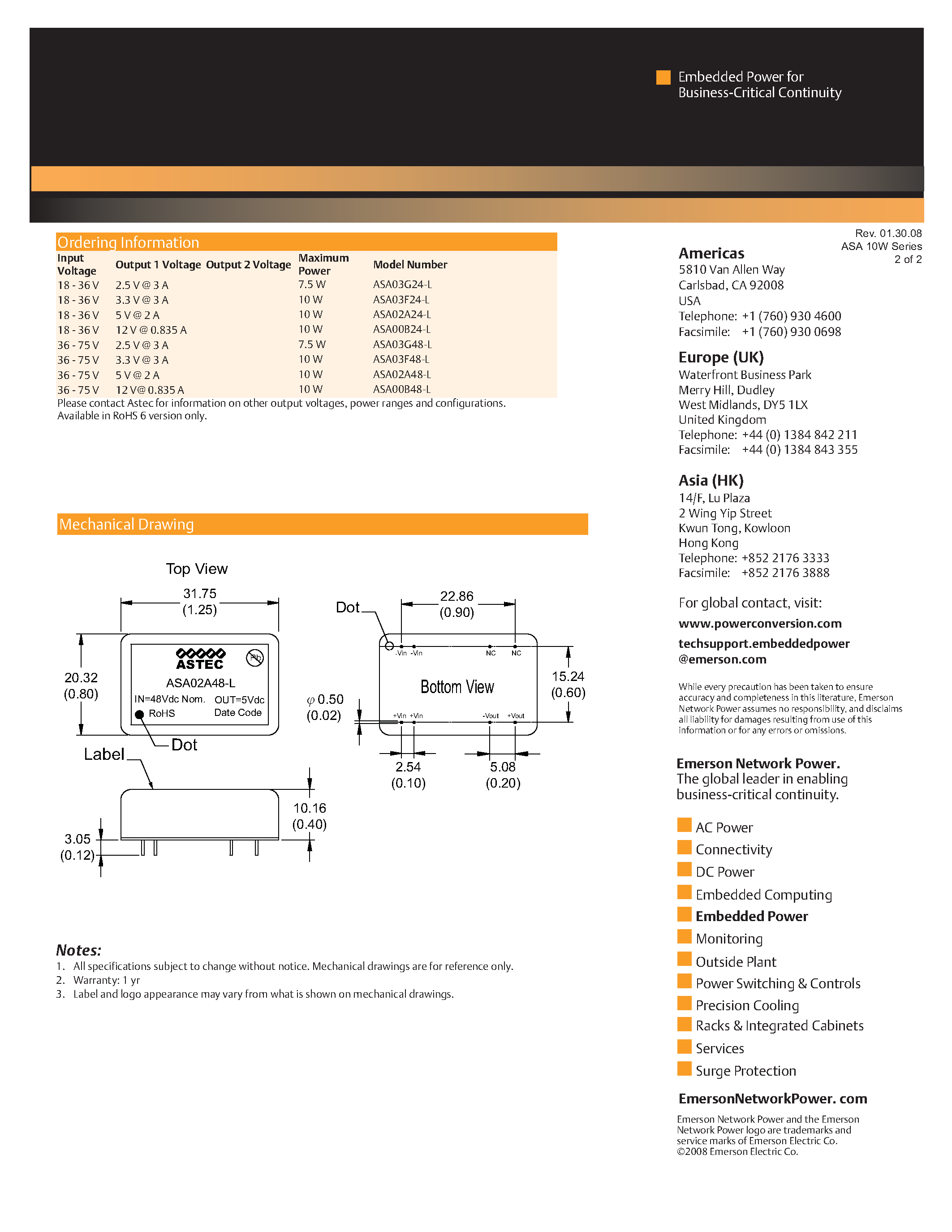 Datasheet ASA03G24-L - DC-DC / Low Power Isolated Industrial page 2