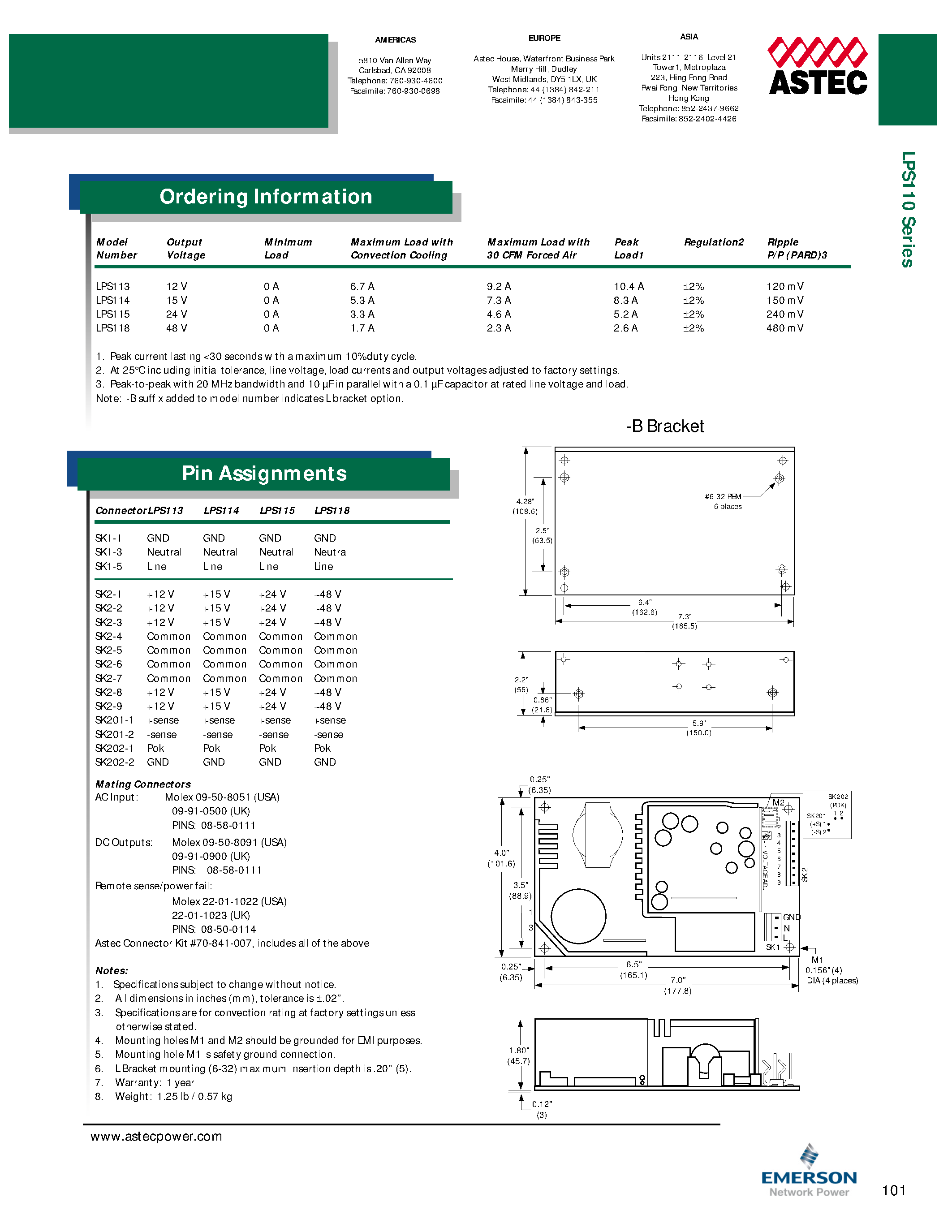 Datasheet LPS112-B - AC-DC / 86W - 135W page 2