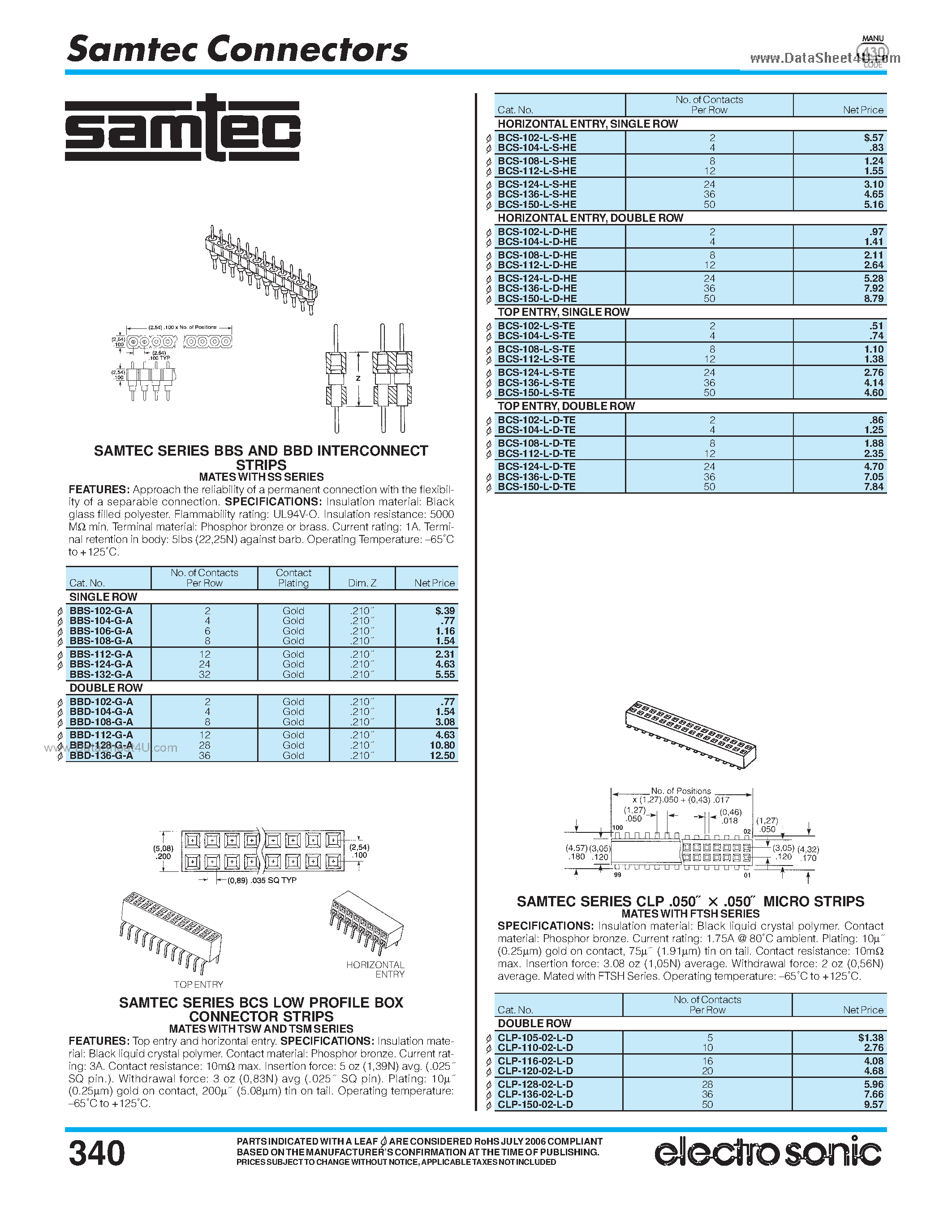 Datasheet SFM-1xx-xx-S-D - Connectors page 1