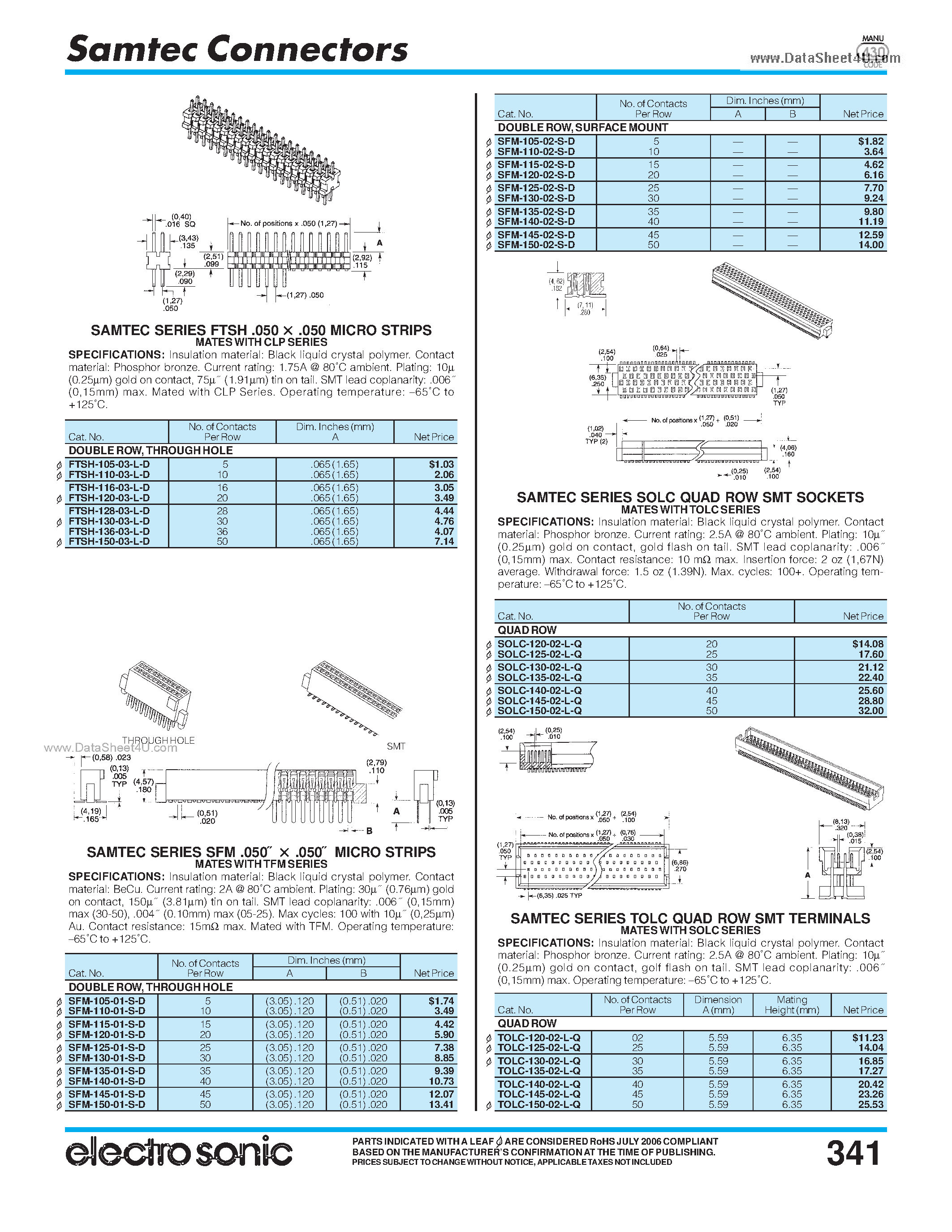 Datasheet SFM-1xx-xx-S-D - Connectors page 2