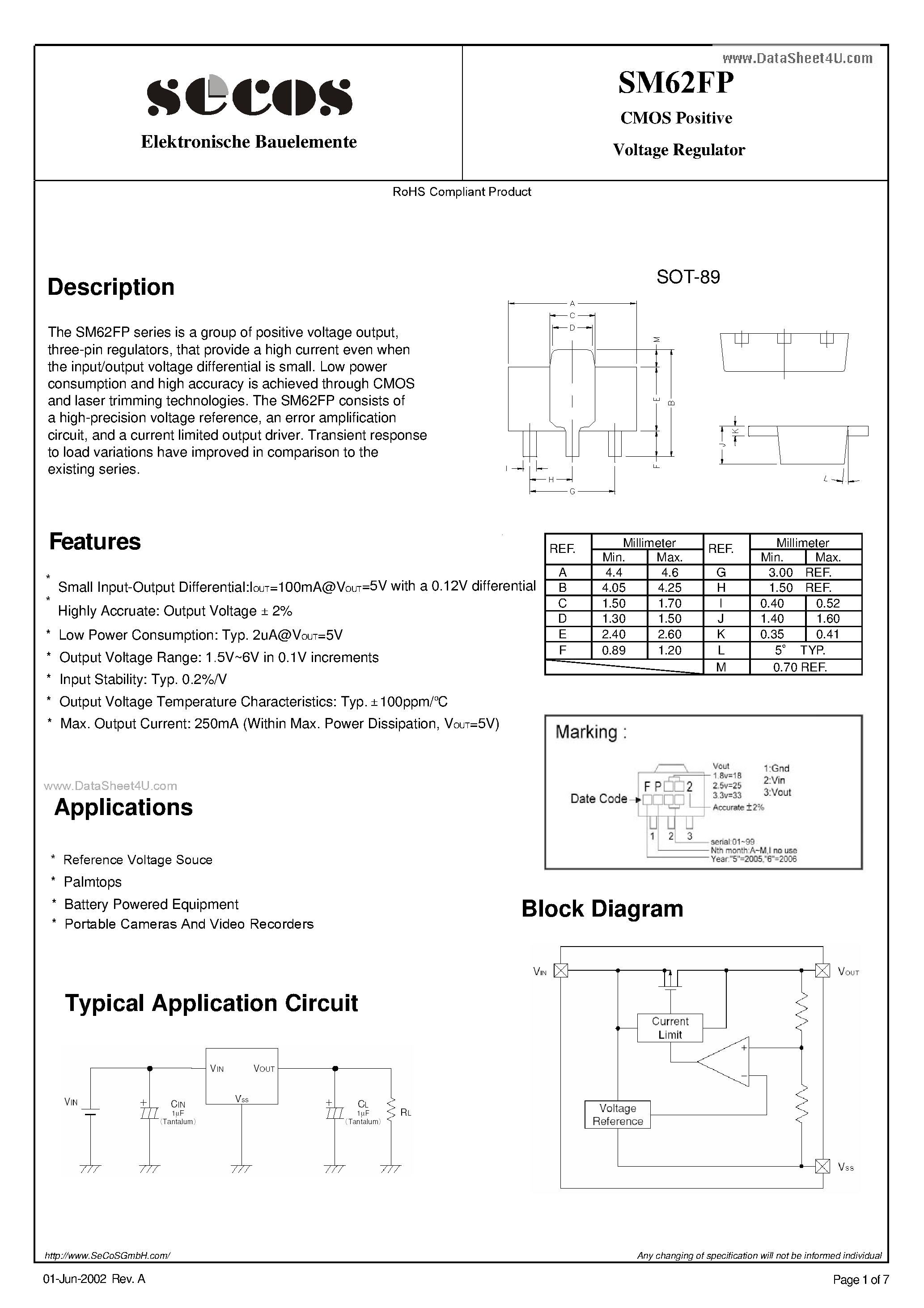 Даташит SM62FP - Voltage Regulator страница 1