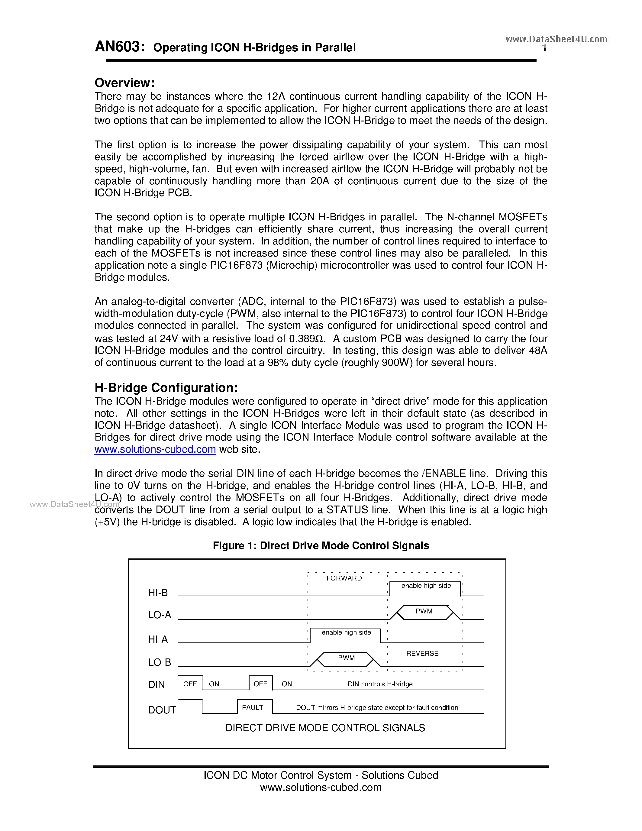 Даташит AN603 - Operating ICON H-Bridges in Parallel страница 1