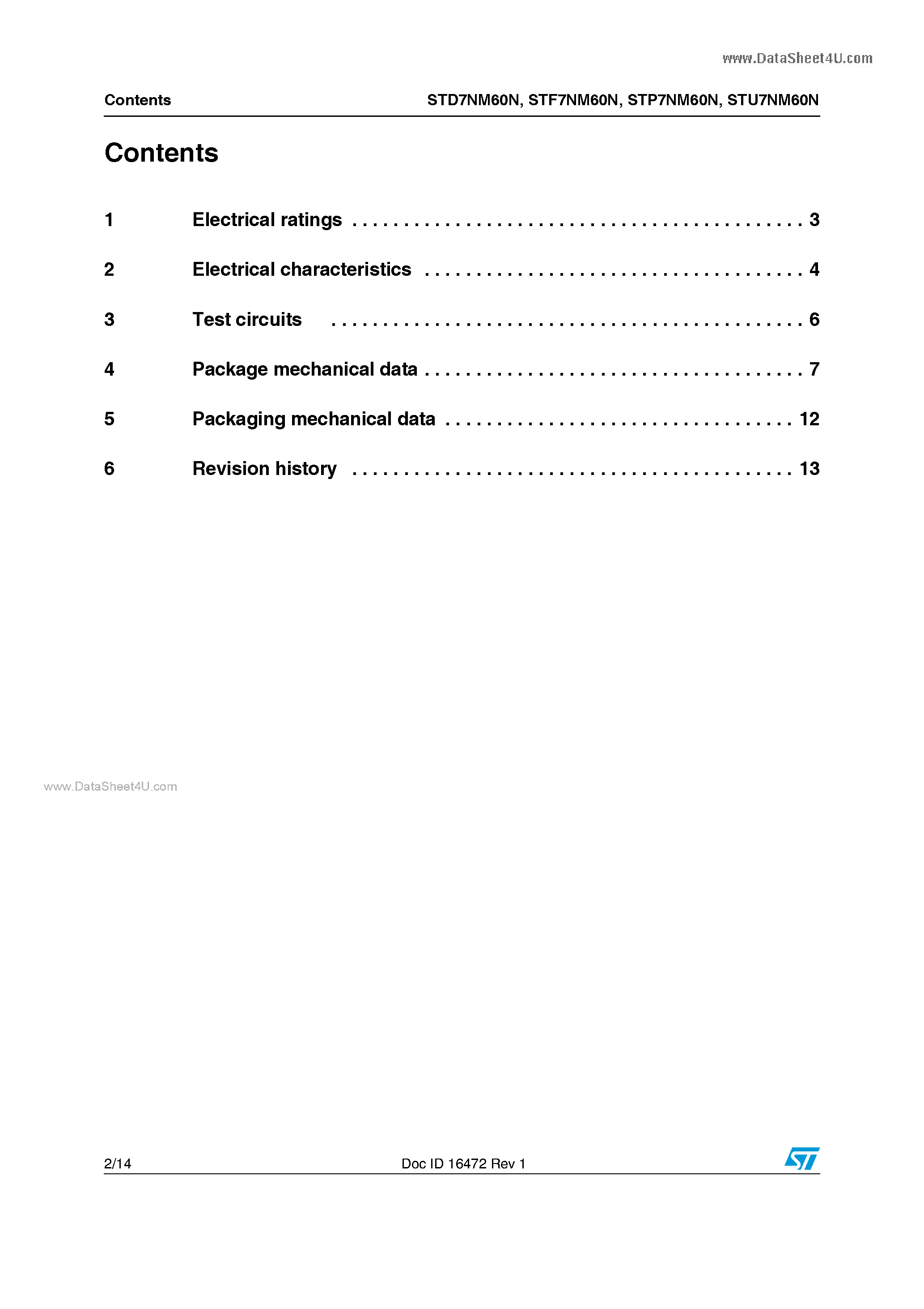 Datasheet STU7NM60N - N-channel Power MOSFET page 2