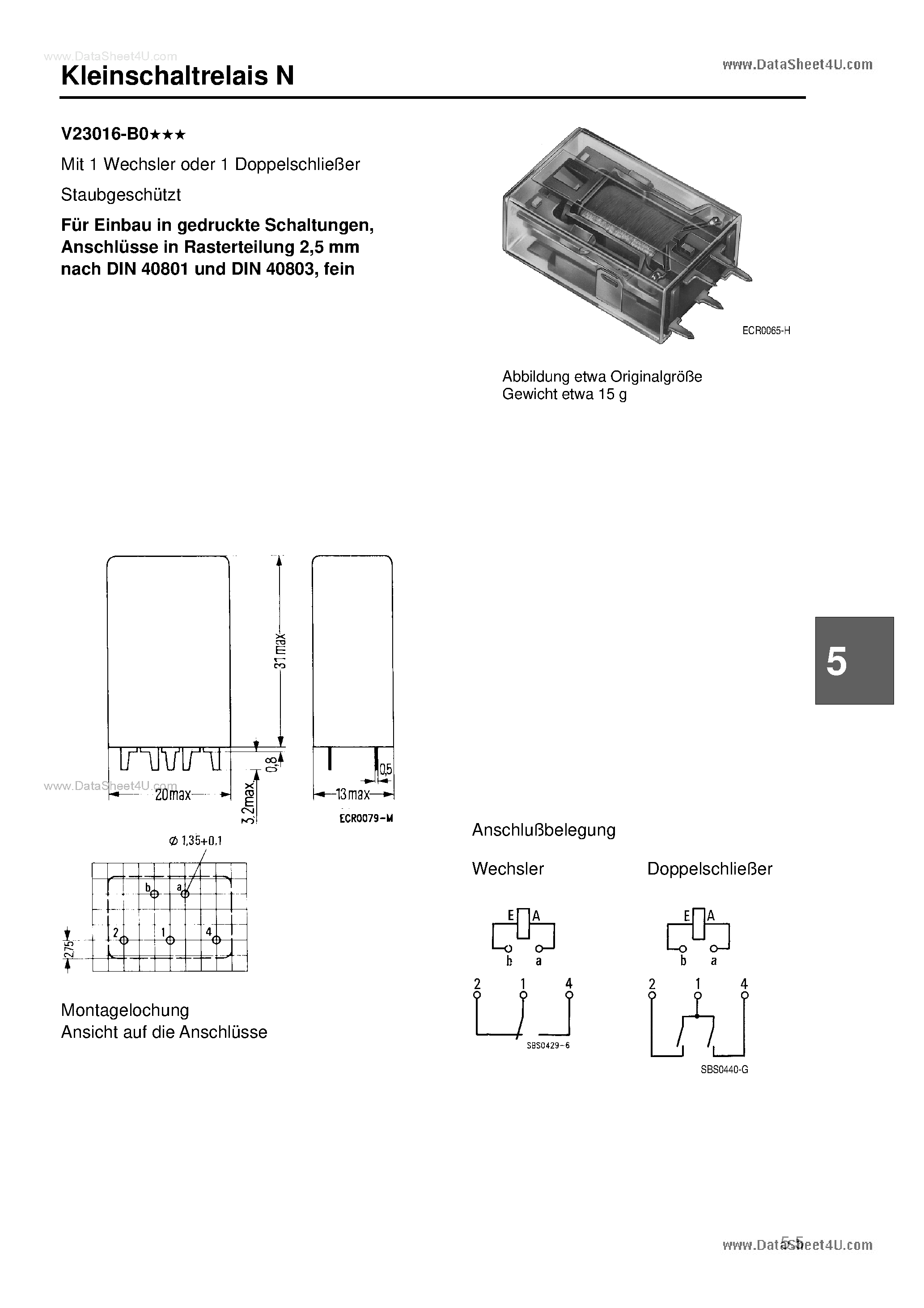 Даташит V23016-A0xxx - Kleinschaltrelais N страница 2