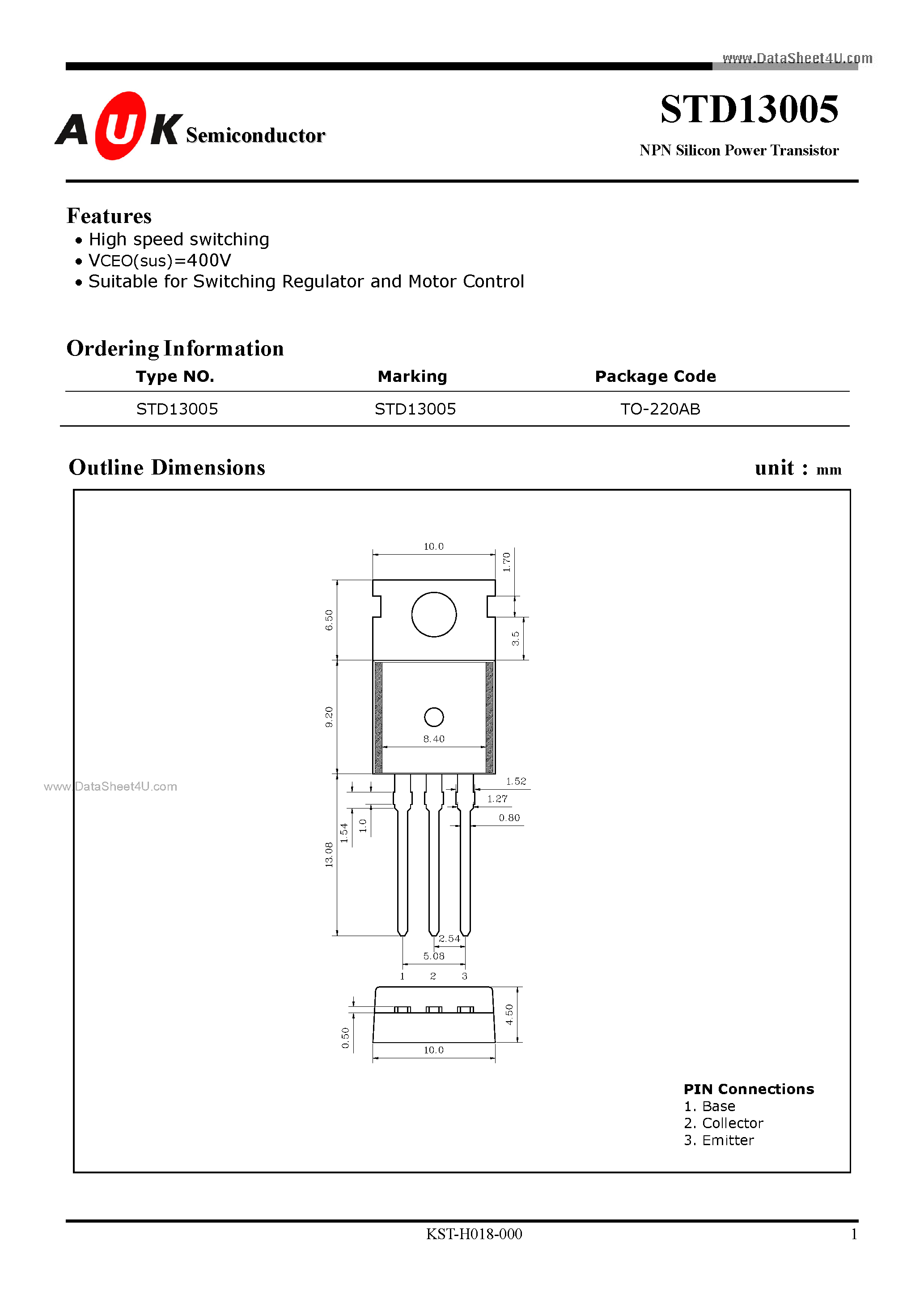 Datasheet STD13005 - Power Transistor page 1