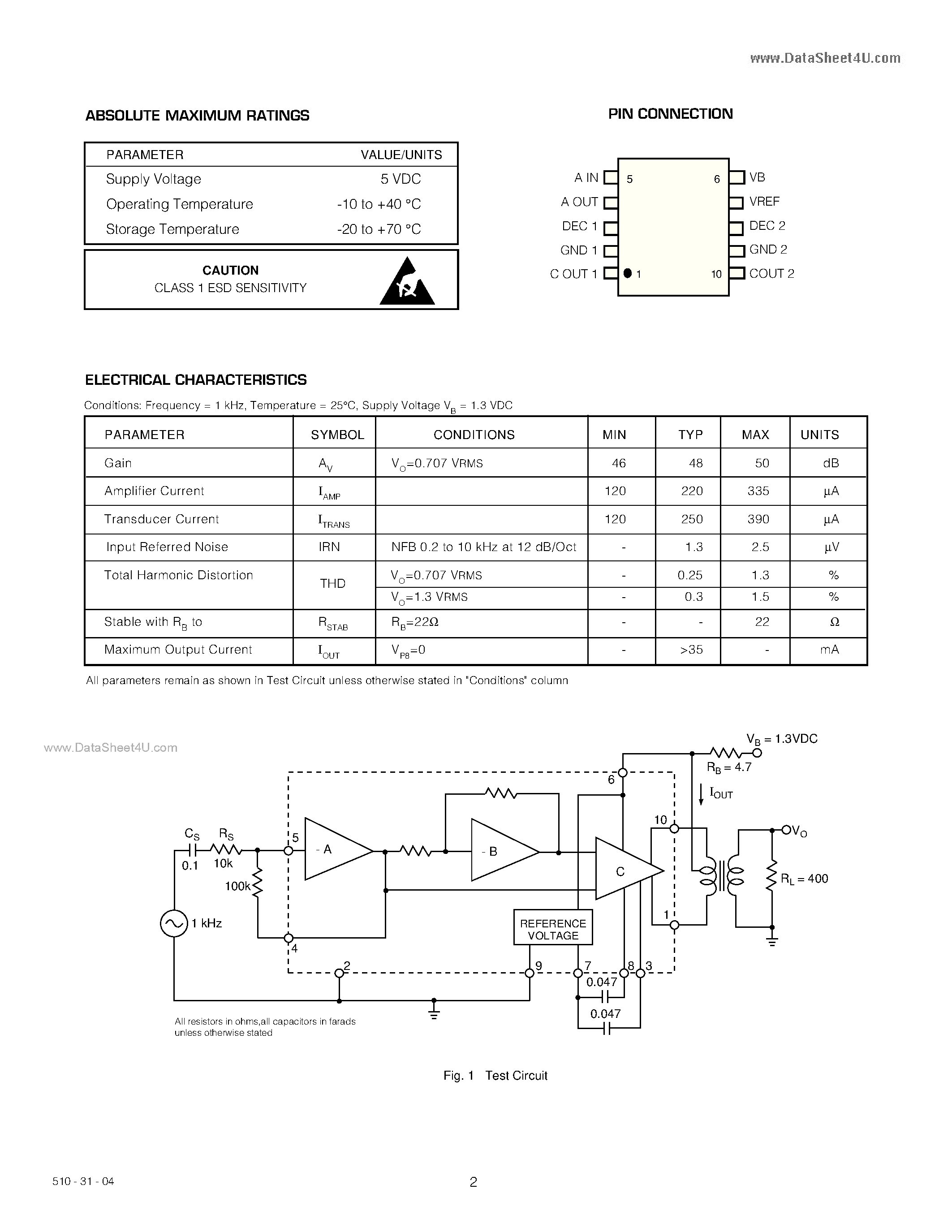 Datasheet GS551 - Class B Output Stage page 2