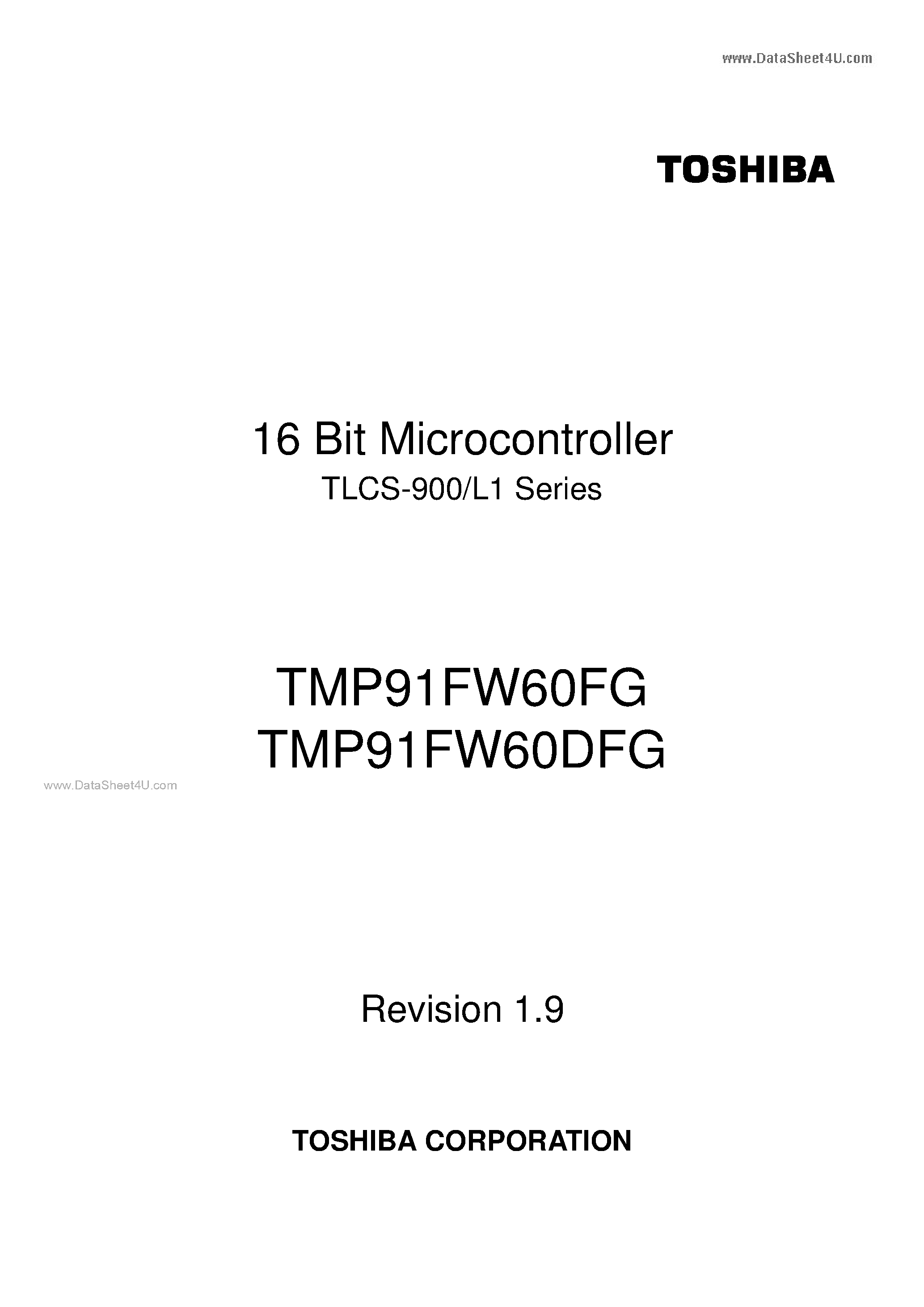 Даташит TMP91FW60DFG - 16 Bit Microcontroller страница 1