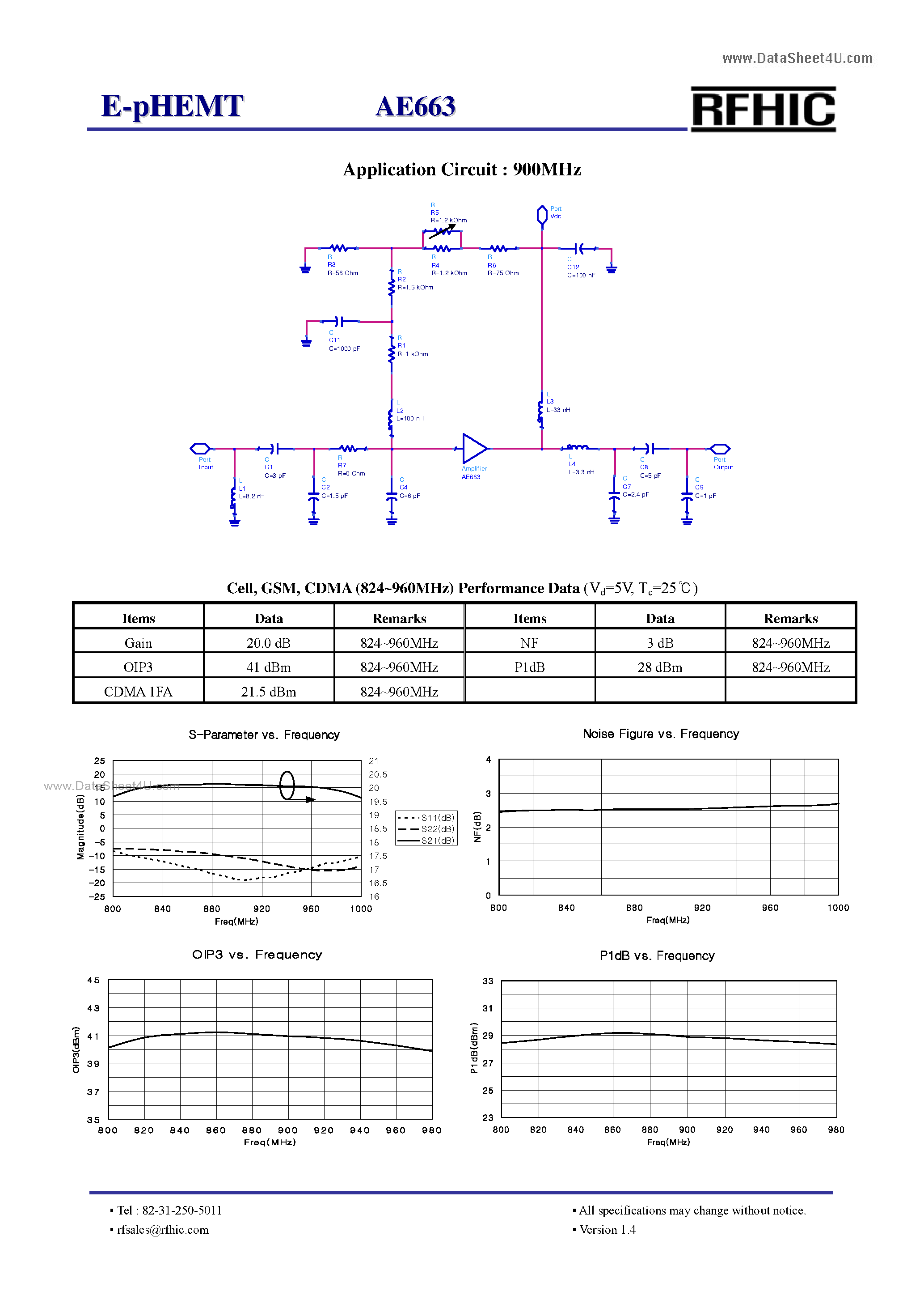 Datasheet AE663 - E-pHEMT page 2