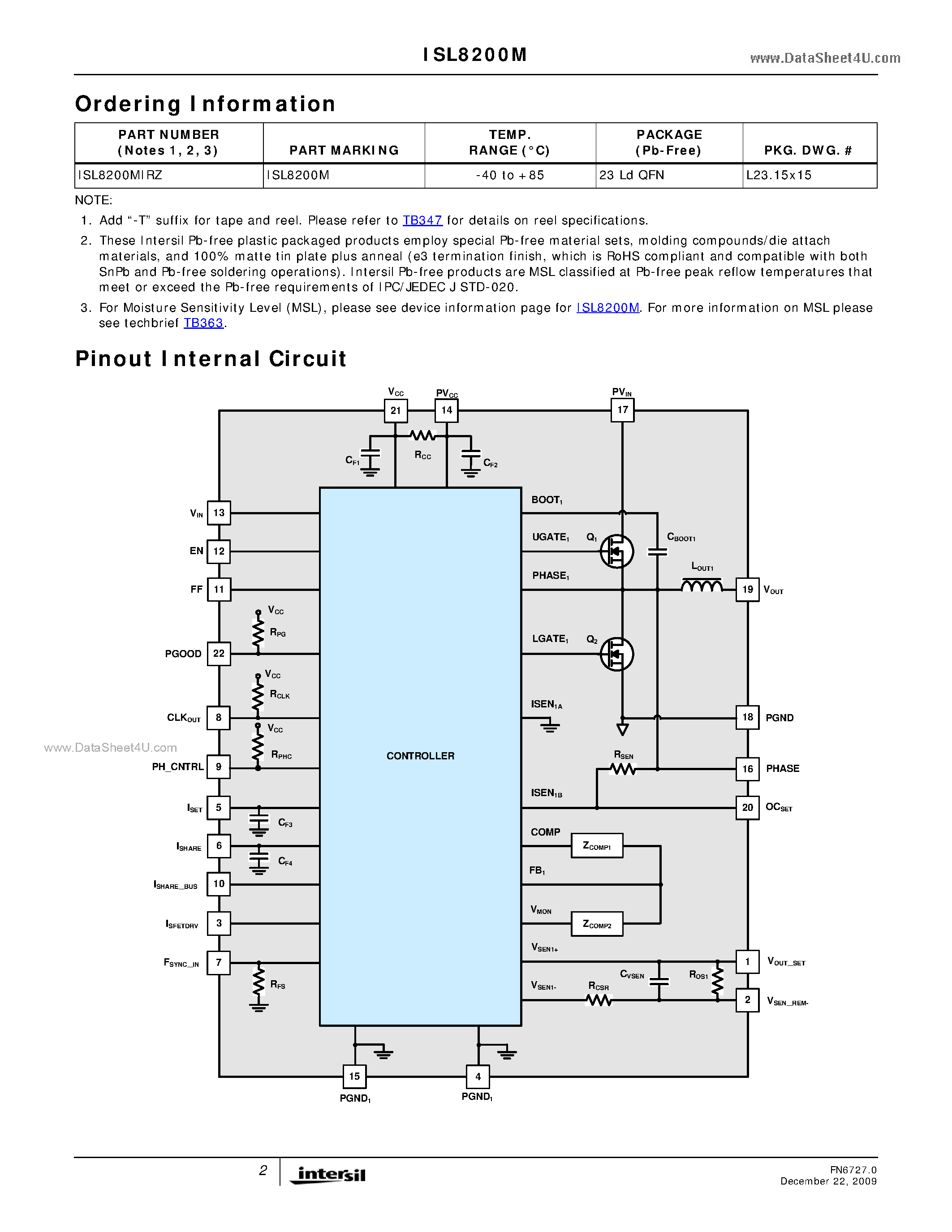 Datasheet ISL8200M - Complete Current Share 10A DC/DC Power Supply page 2