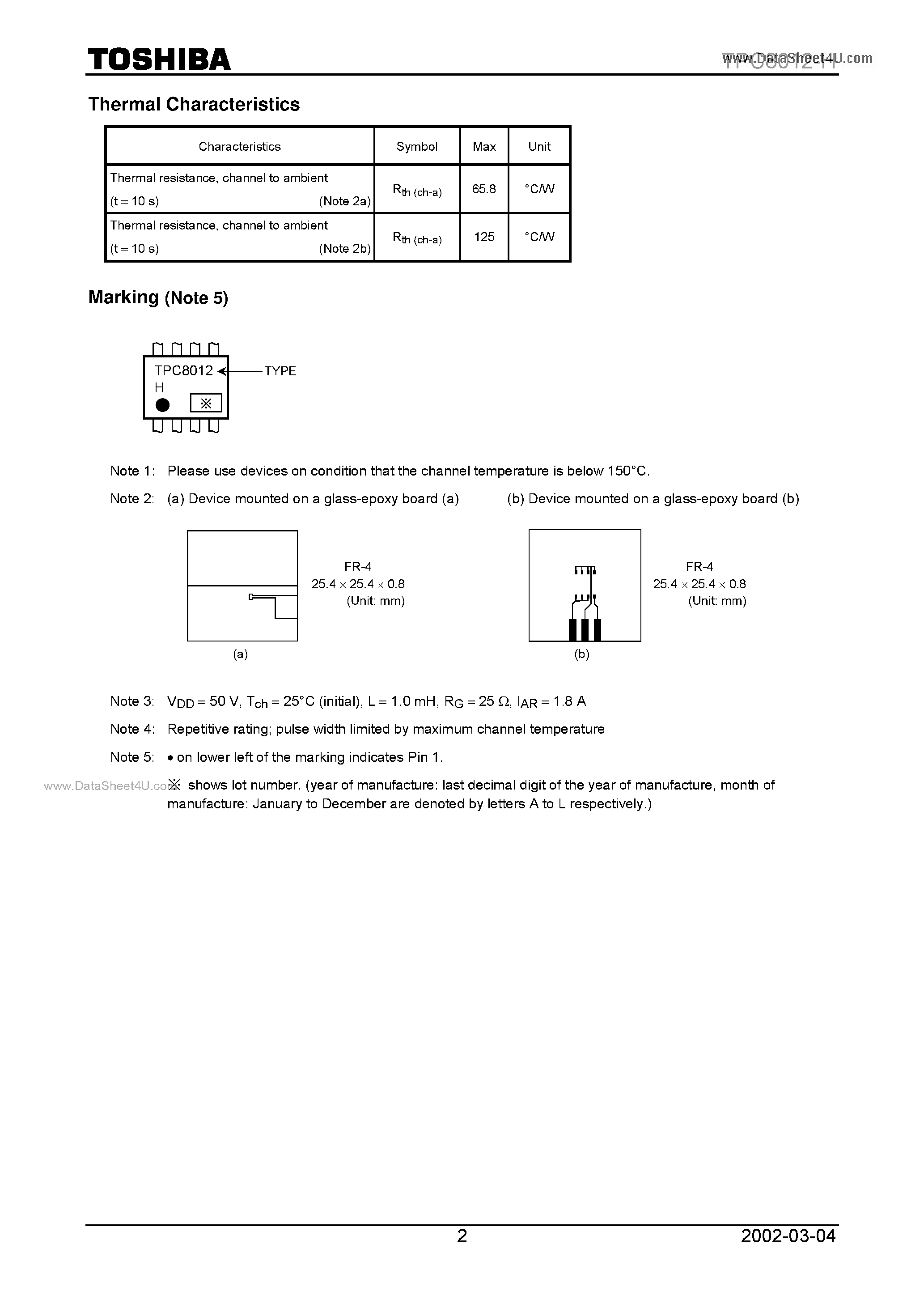 Даташит TPC8012-H - Field Effect Transistor страница 2