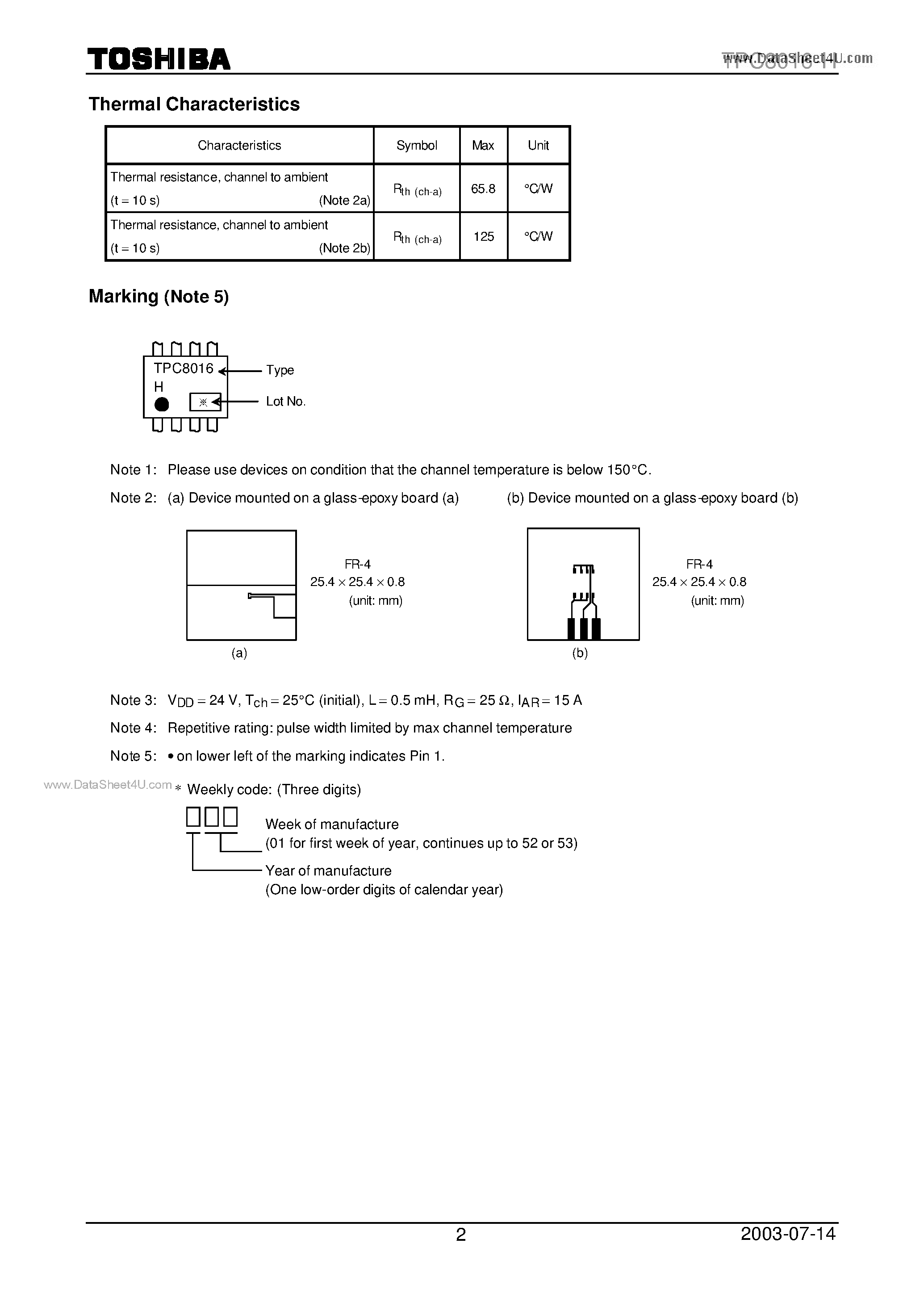 Даташит TPC8016-H - Field Effect Transistor страница 2