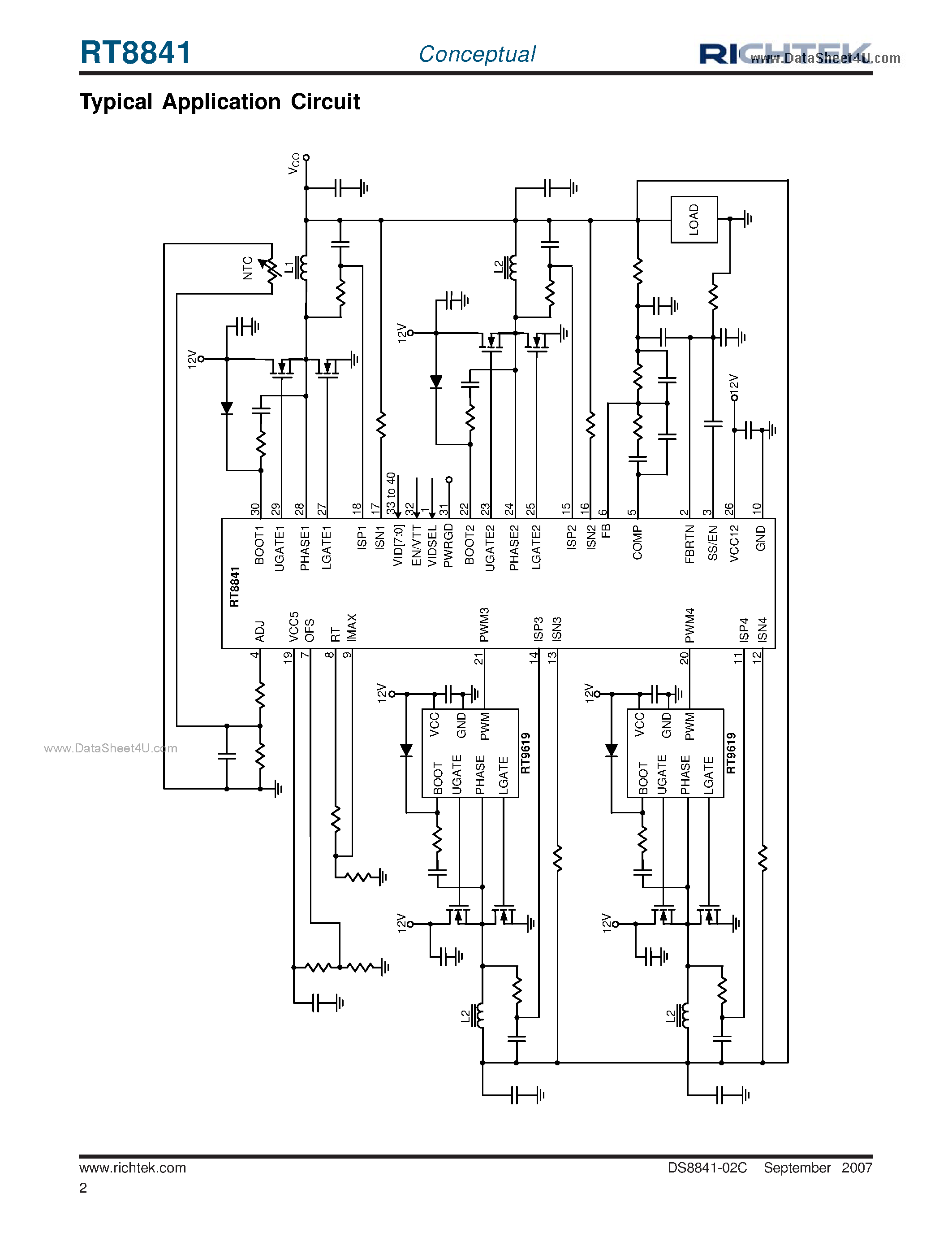 Даташит RT8841 - 4/3/2/1-Phase PWM Controller страница 2