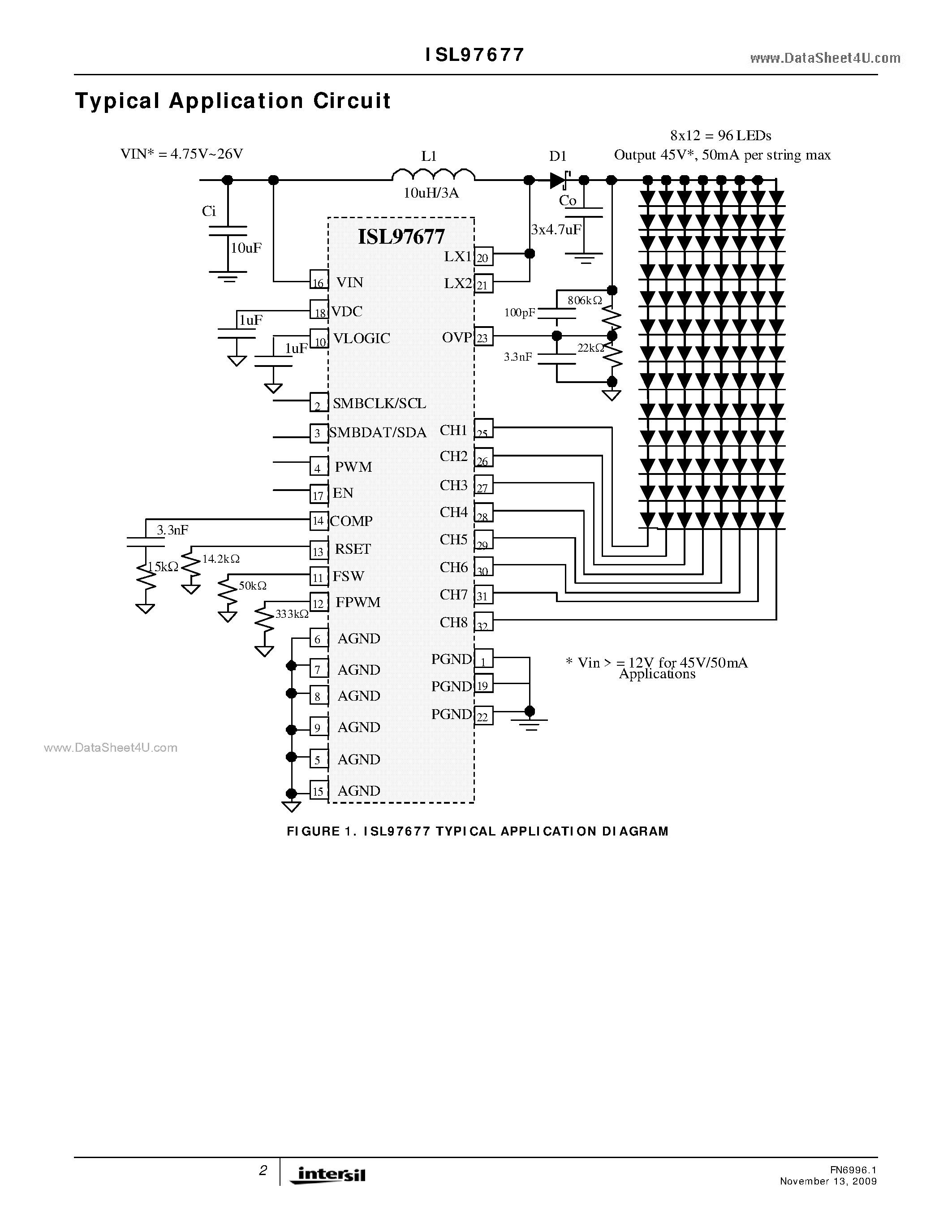 Datasheet ISL97677 - SMBus/I2C 8-Channel LED Driver page 2