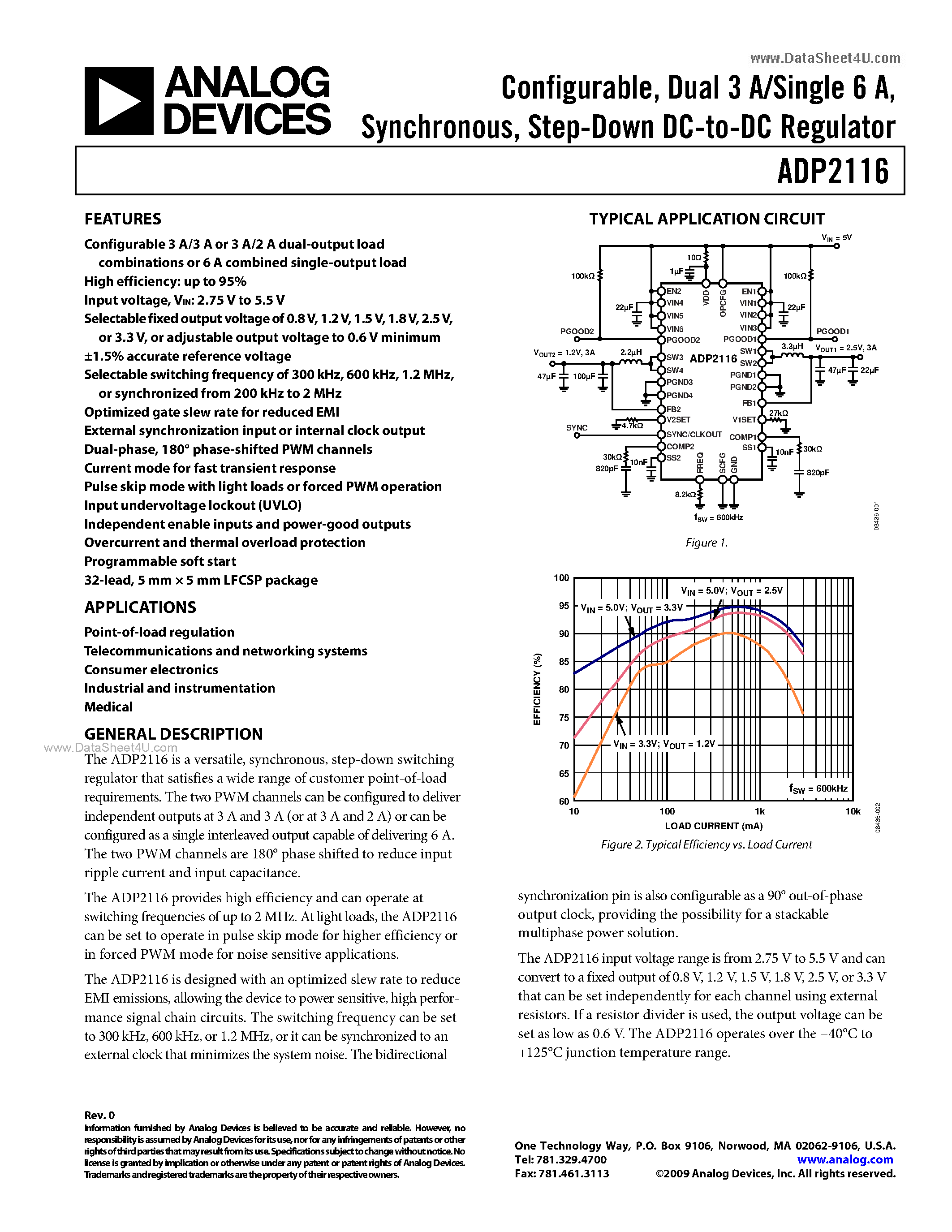 Даташит ADP2116 - Step-Down DC-to-DC Regulator страница 1