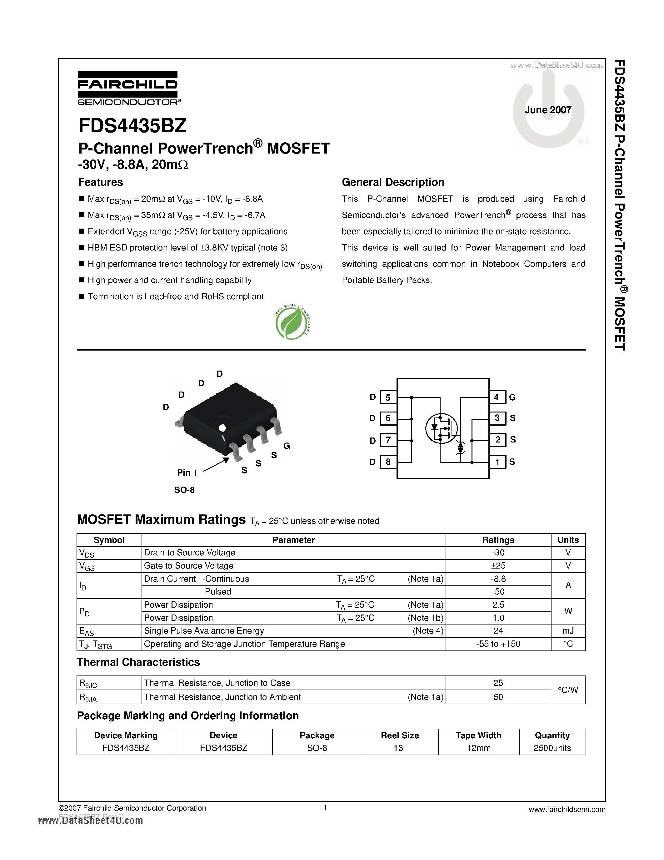 Datasheet pdf. Fds4435bz микросхема. Мосфет fds4435. Микросхема 4435a параметры. Fds4435 Datasheet.