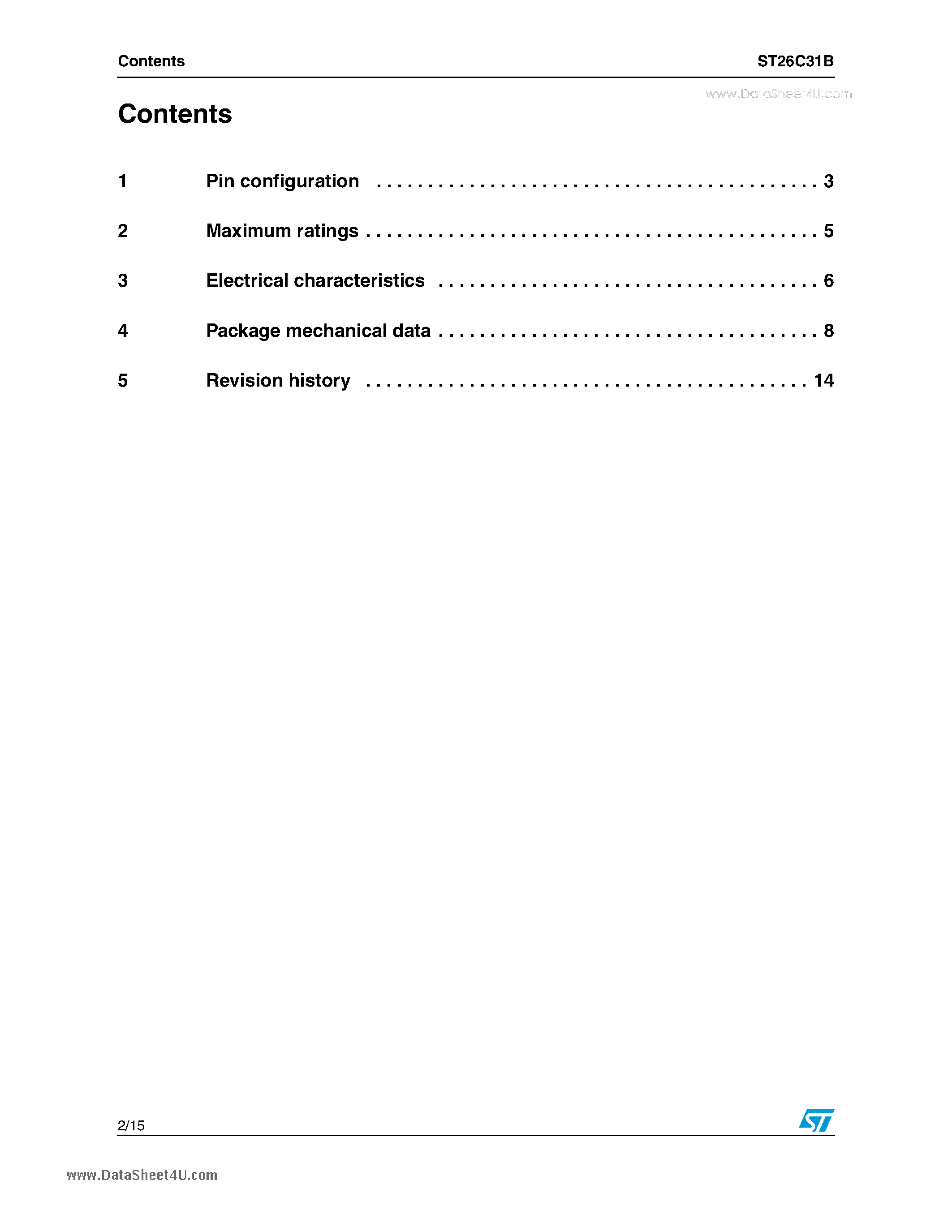 Даташит ST26C31B - CMOS quad 3-state differential line driver страница 2