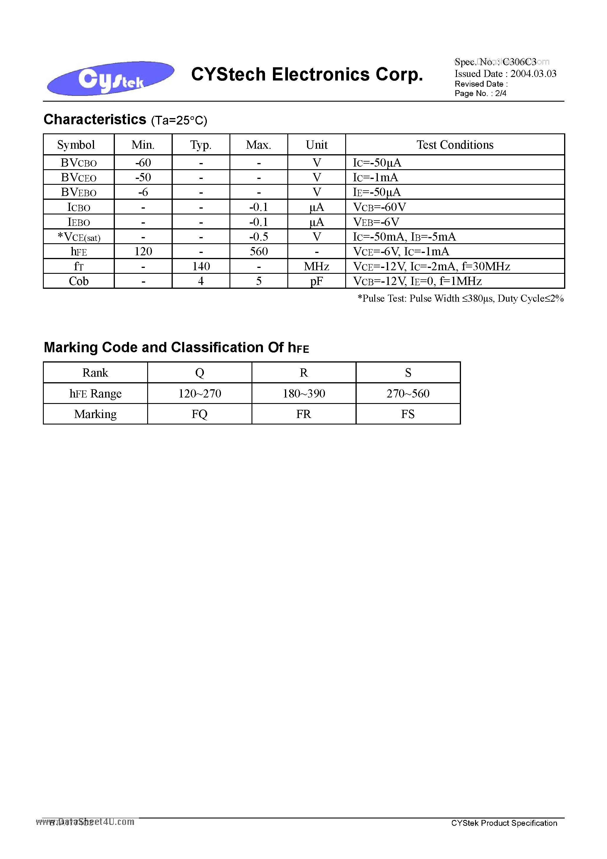 Datasheet BTA1774C3 - General Purpose PNP Epitaxial Planar Transistor page 2