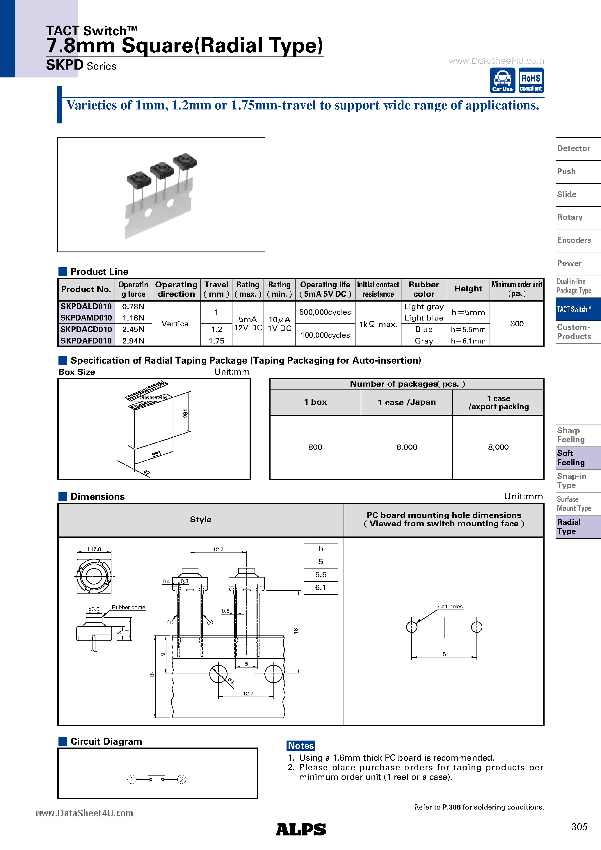 Datasheet SKPD - 7.8mm Square page 1