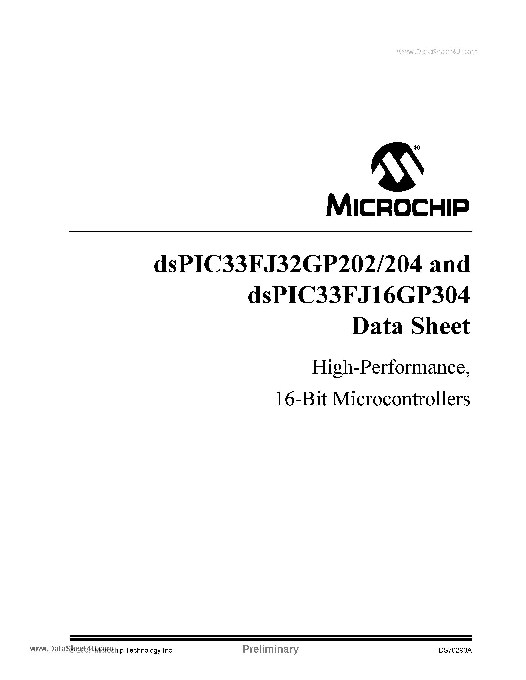 Datasheet DSPIC33FJ32GP202 - E/ML - High-Performance 16-Bit Microcontrollers page 1