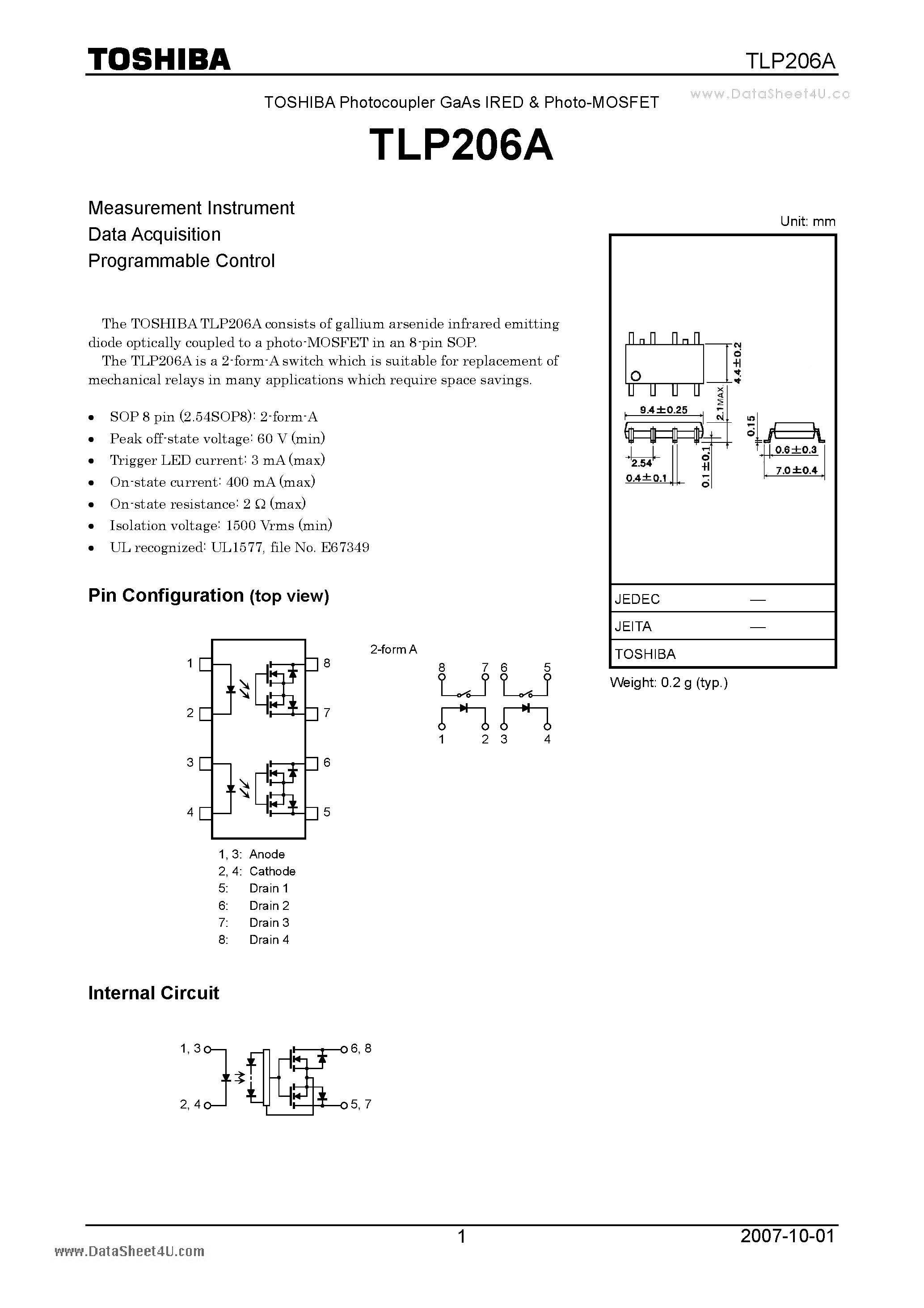 Даташит TLP206A - Measurement Instrument страница 1