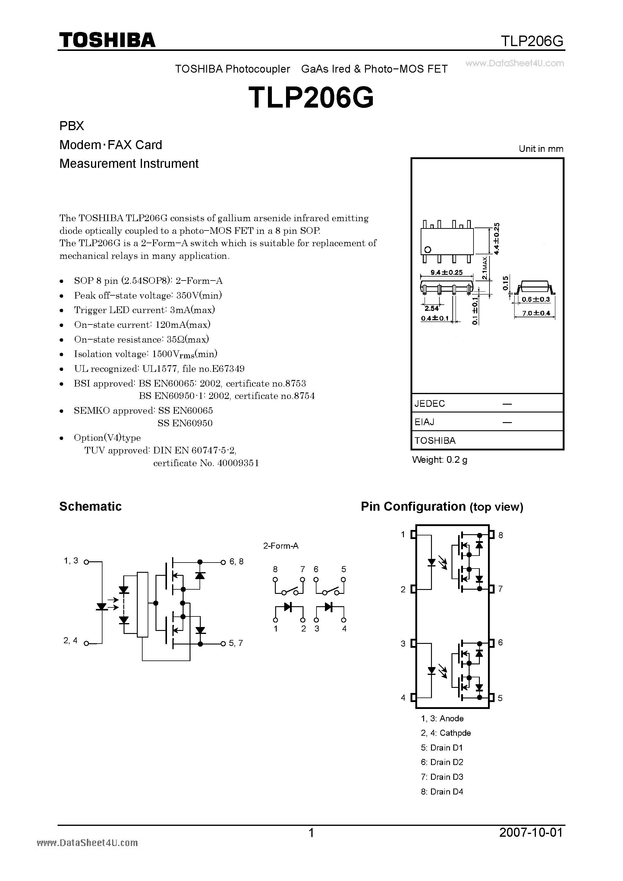 Даташит TLP206G - Measurement Instrument страница 1