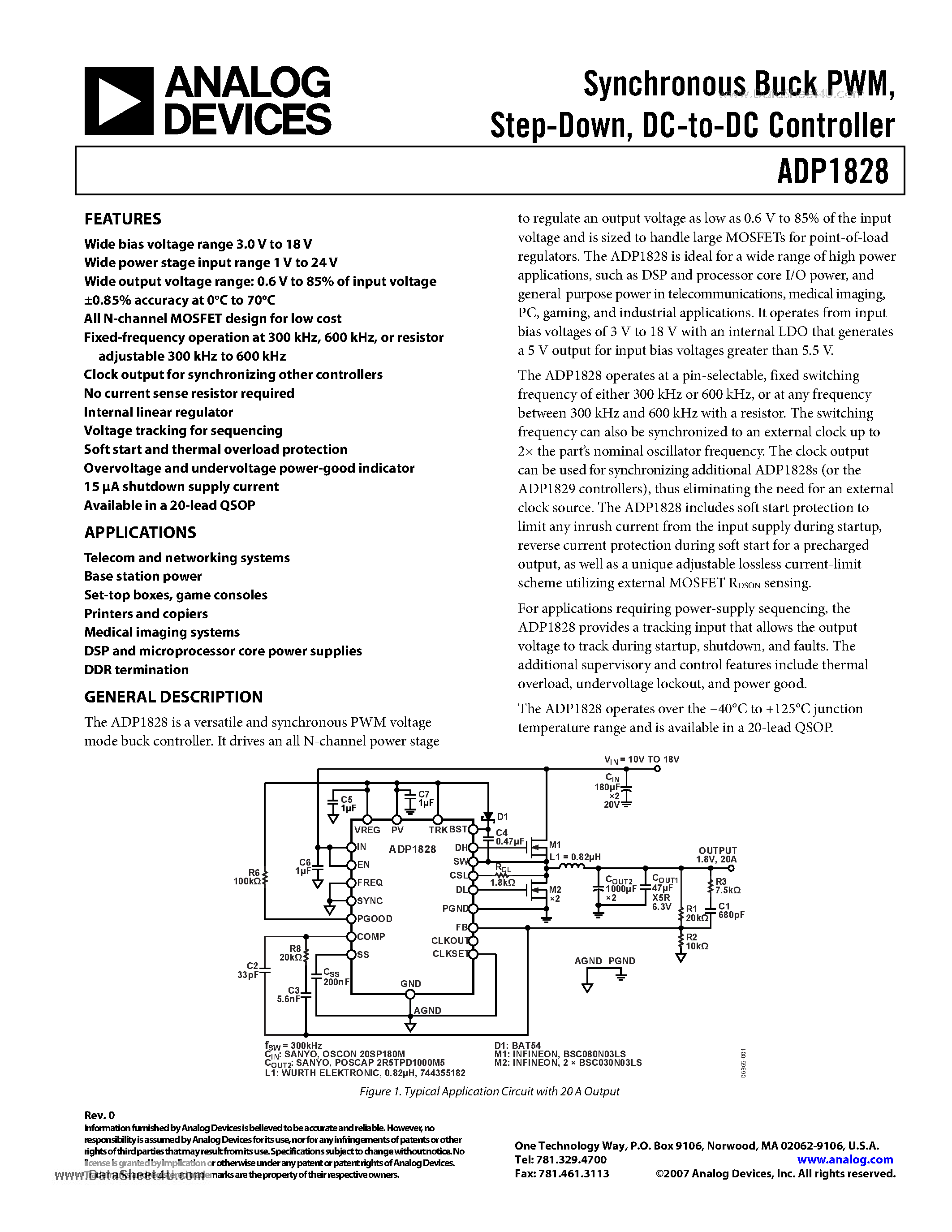 Даташит ADP1828 - Step-Down DC-to-DC Controller страница 1