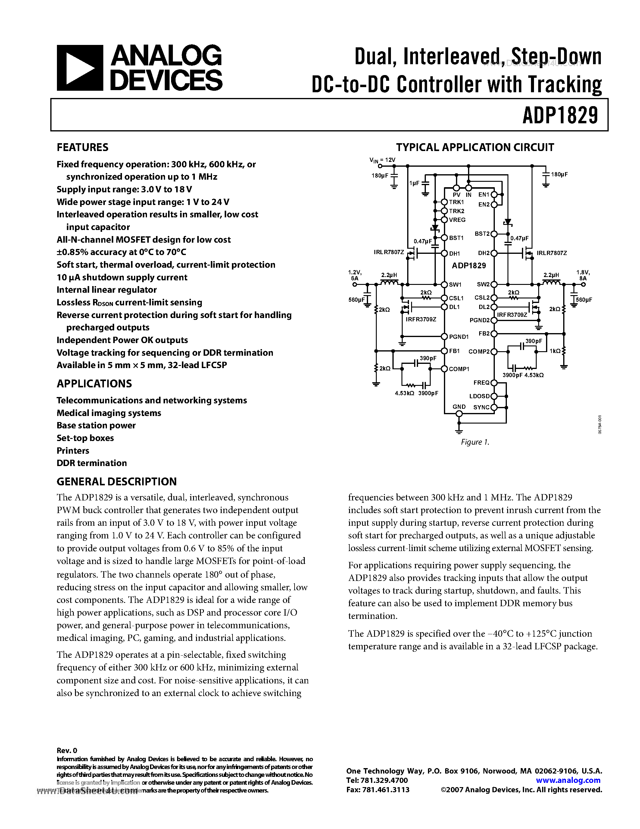 Даташит ADP1829 - Step-Down DC-to-DC Controller страница 1