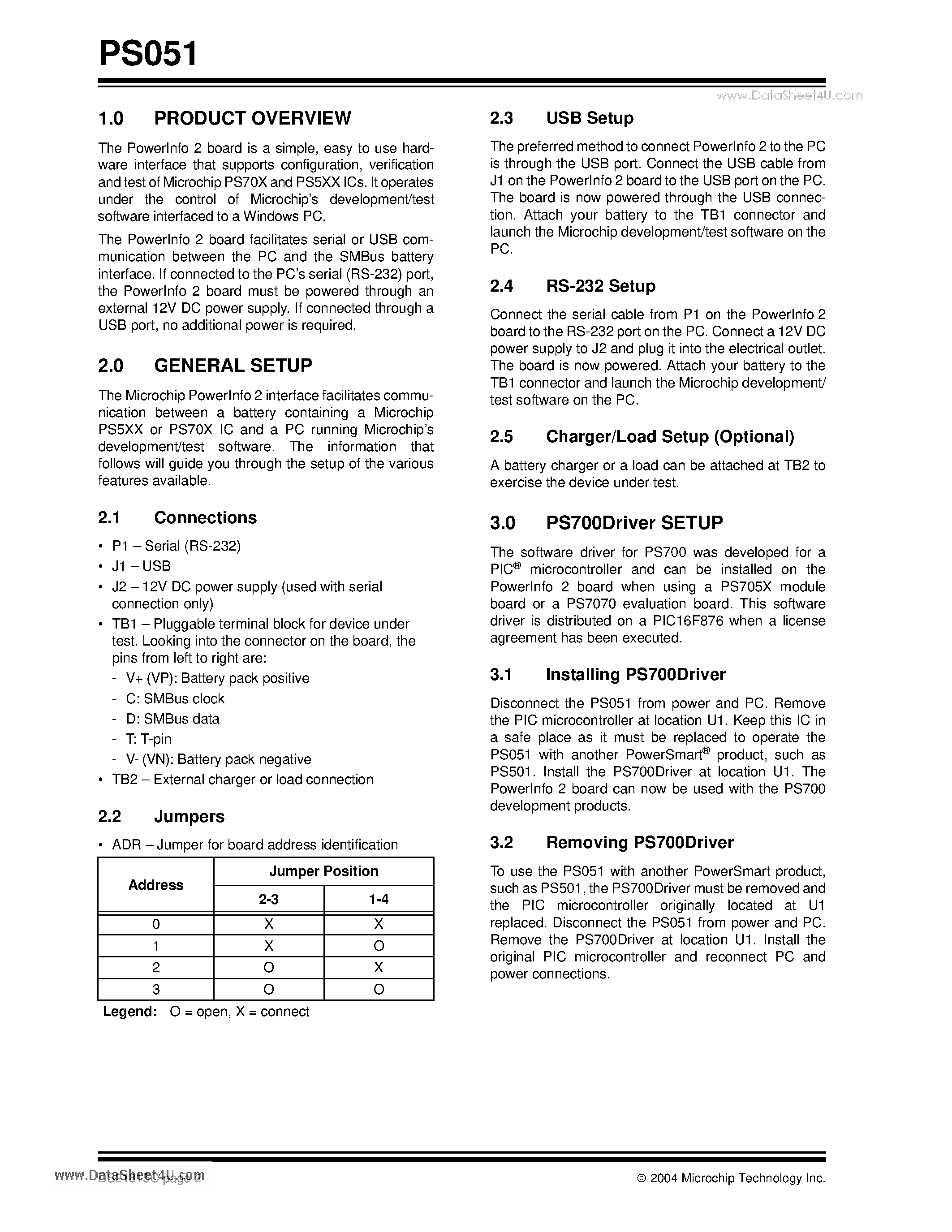 Даташит PS051 - PowerInfo 2 Configuration Interface страница 2