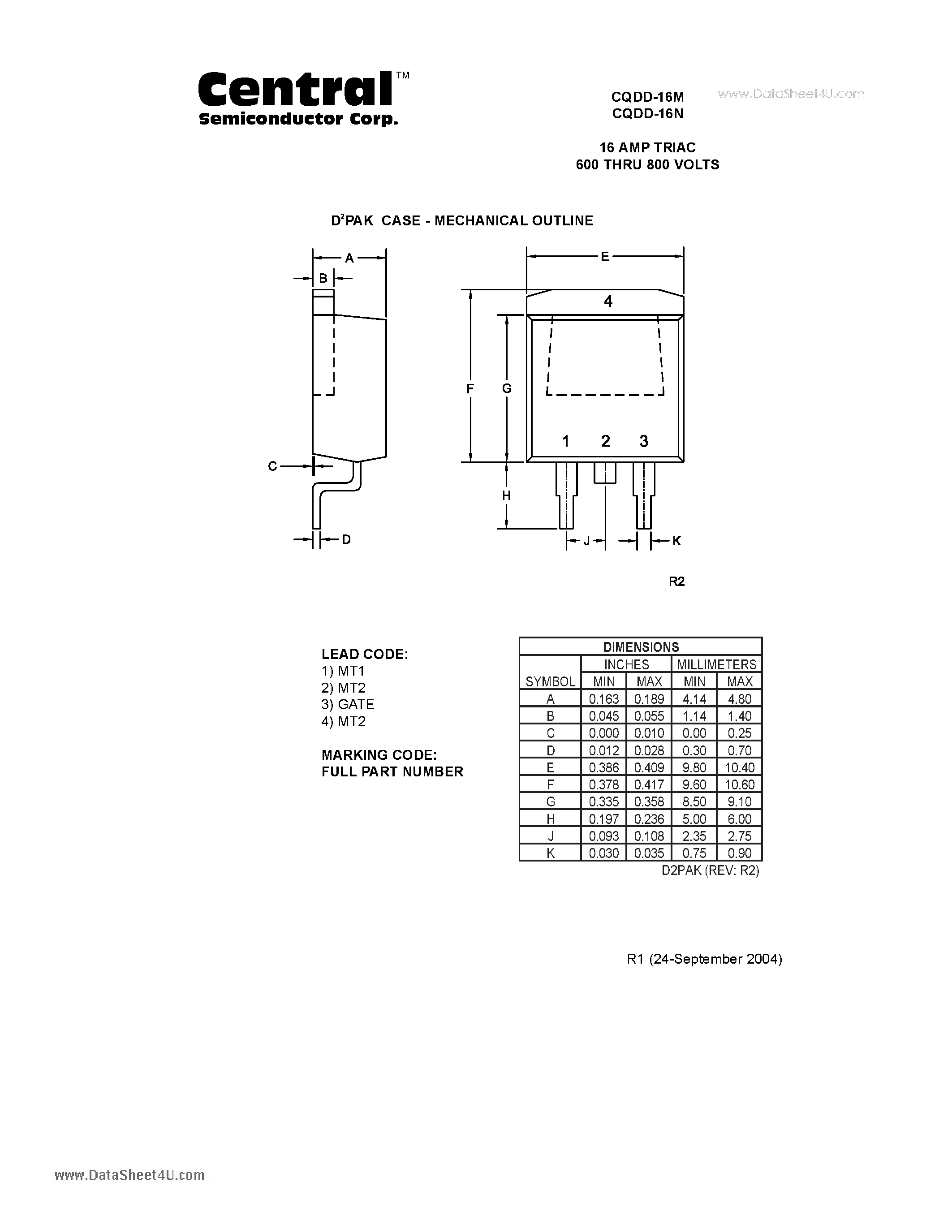 Даташит CQDD-16M - 16 AMP TRIAC 600 THRU 800 VOLTS страница 2