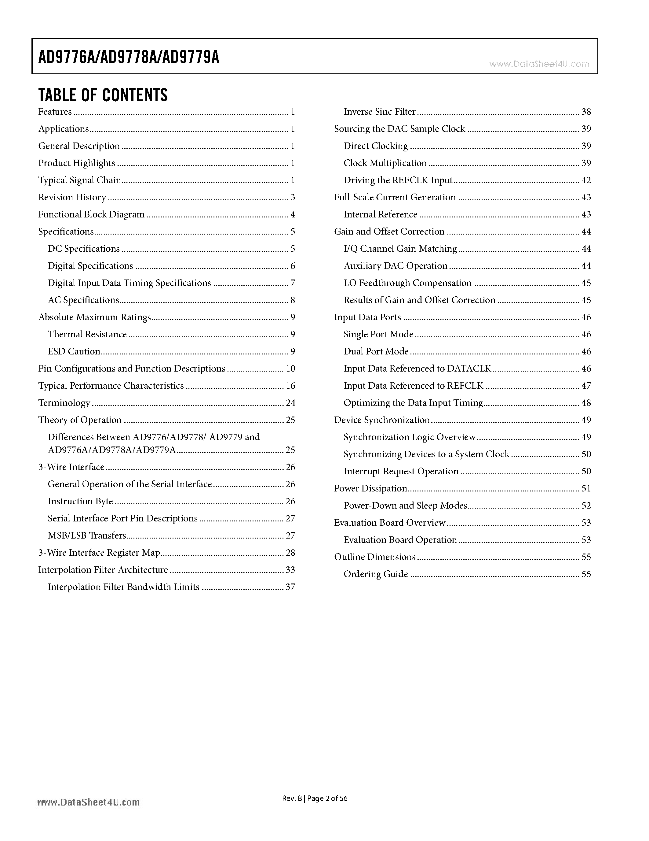 Datasheet AD9776A - Dual 12-/14-/16-Bit 1 GSPS Digital-to-Analog Converters page 2