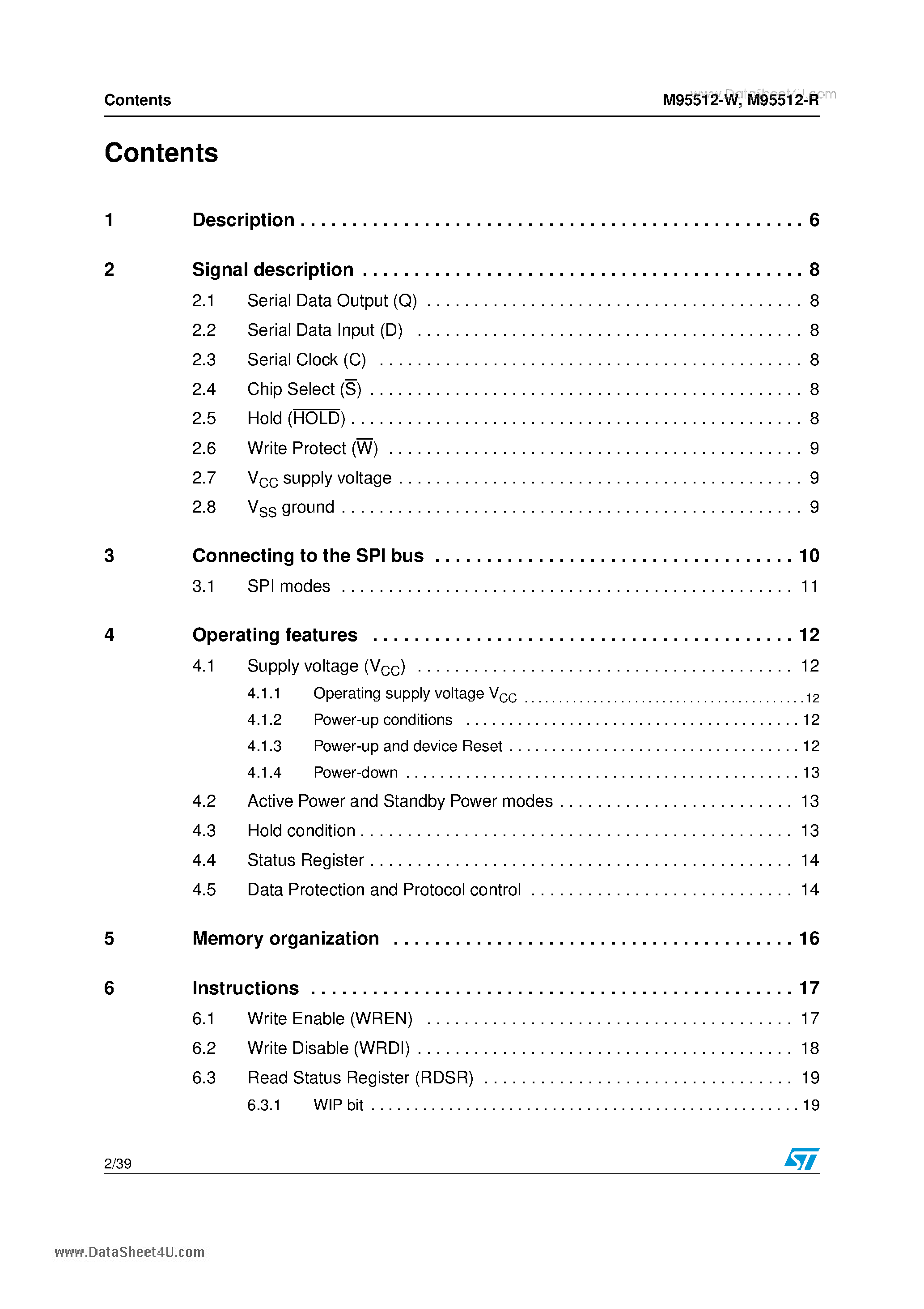 Datasheet M95512-R - 512 Kbit Serial SPI bus EEPROM page 2