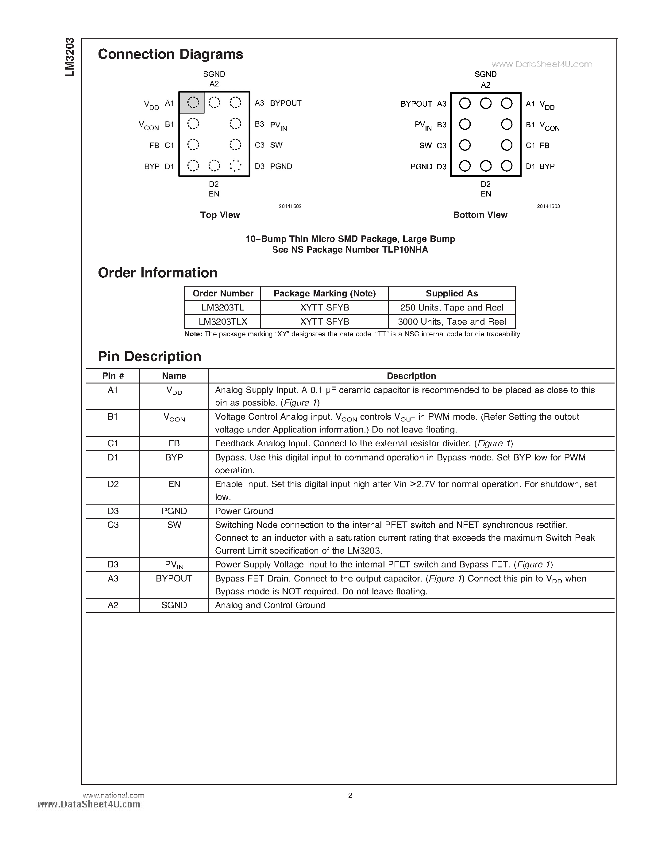 Datasheet LM3203 - Step-Down DC-DC Converter page 2