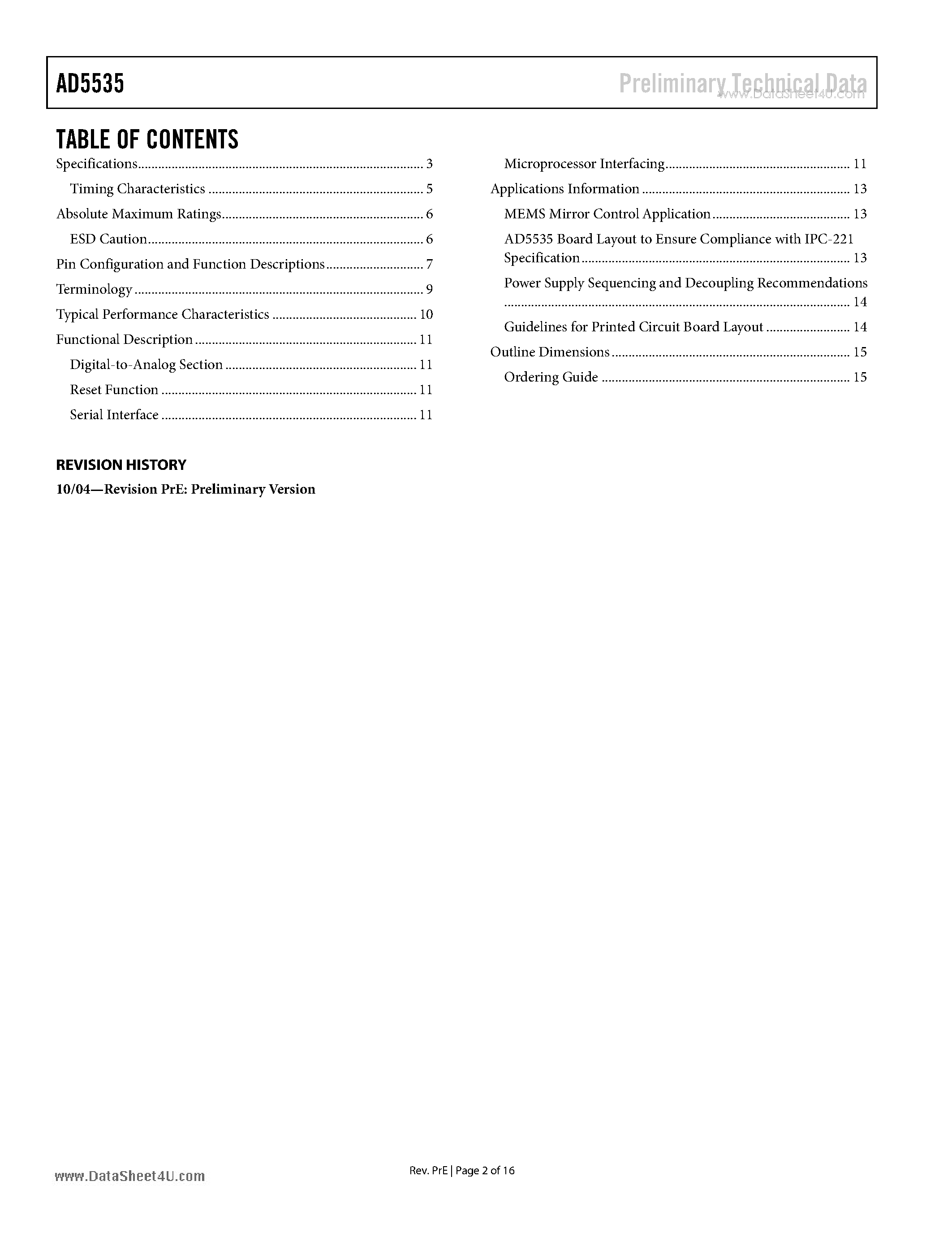 Datasheet AD5535 - 14-Bit DAC page 2