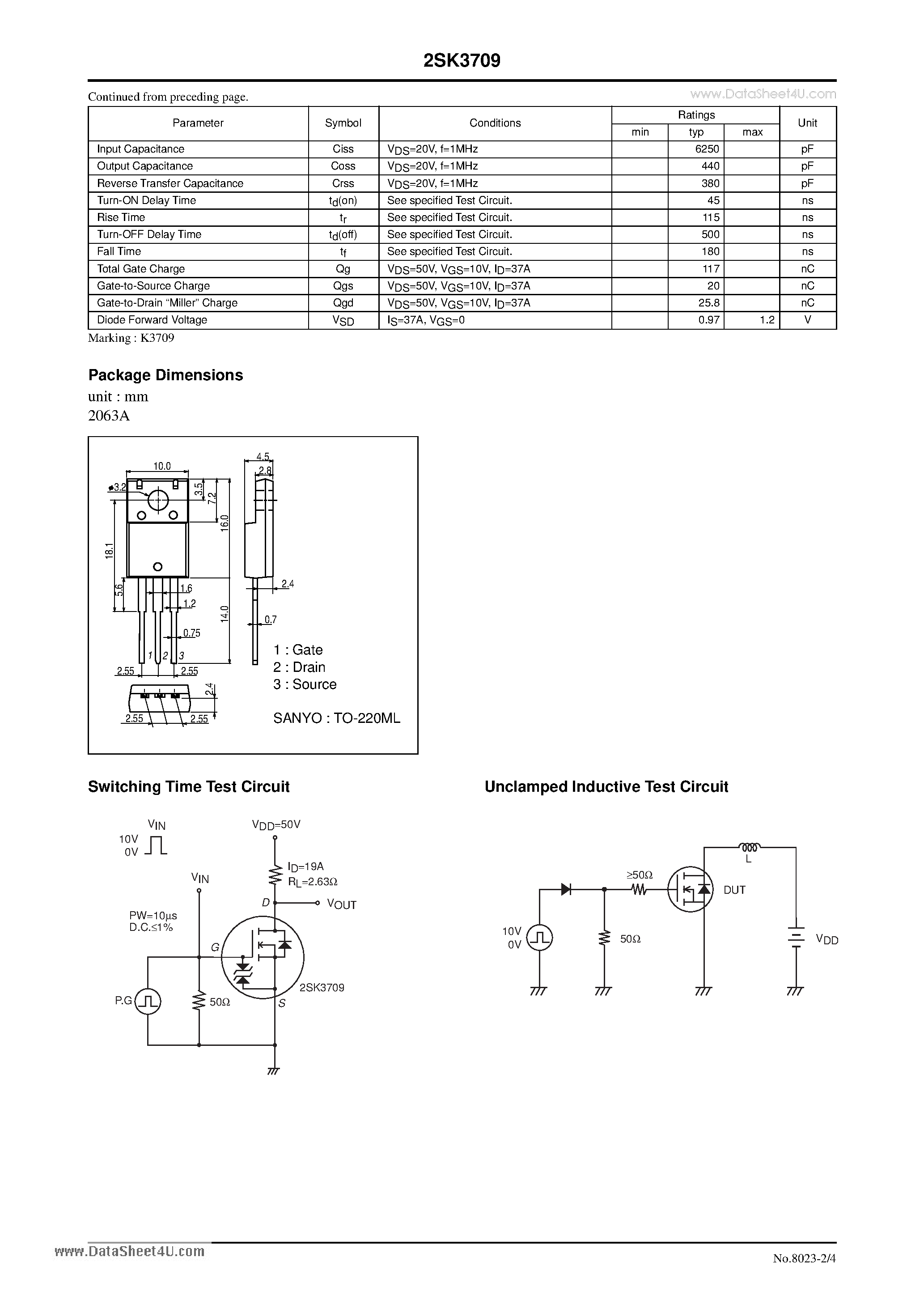 Datasheet K3709 - Search -----> 2SK3709 page 2