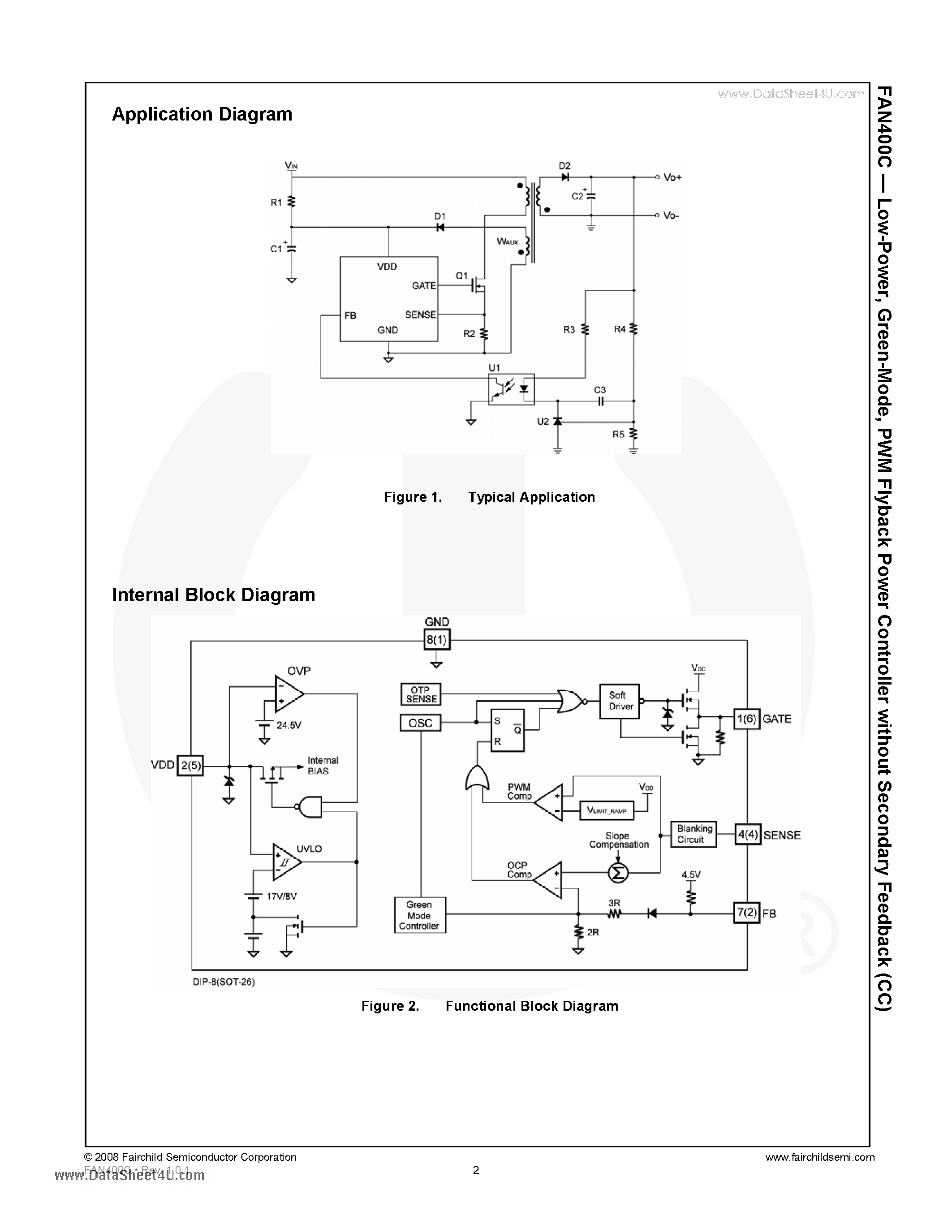 Даташит FAN400C - PWM Flyback Power Controller страница 2