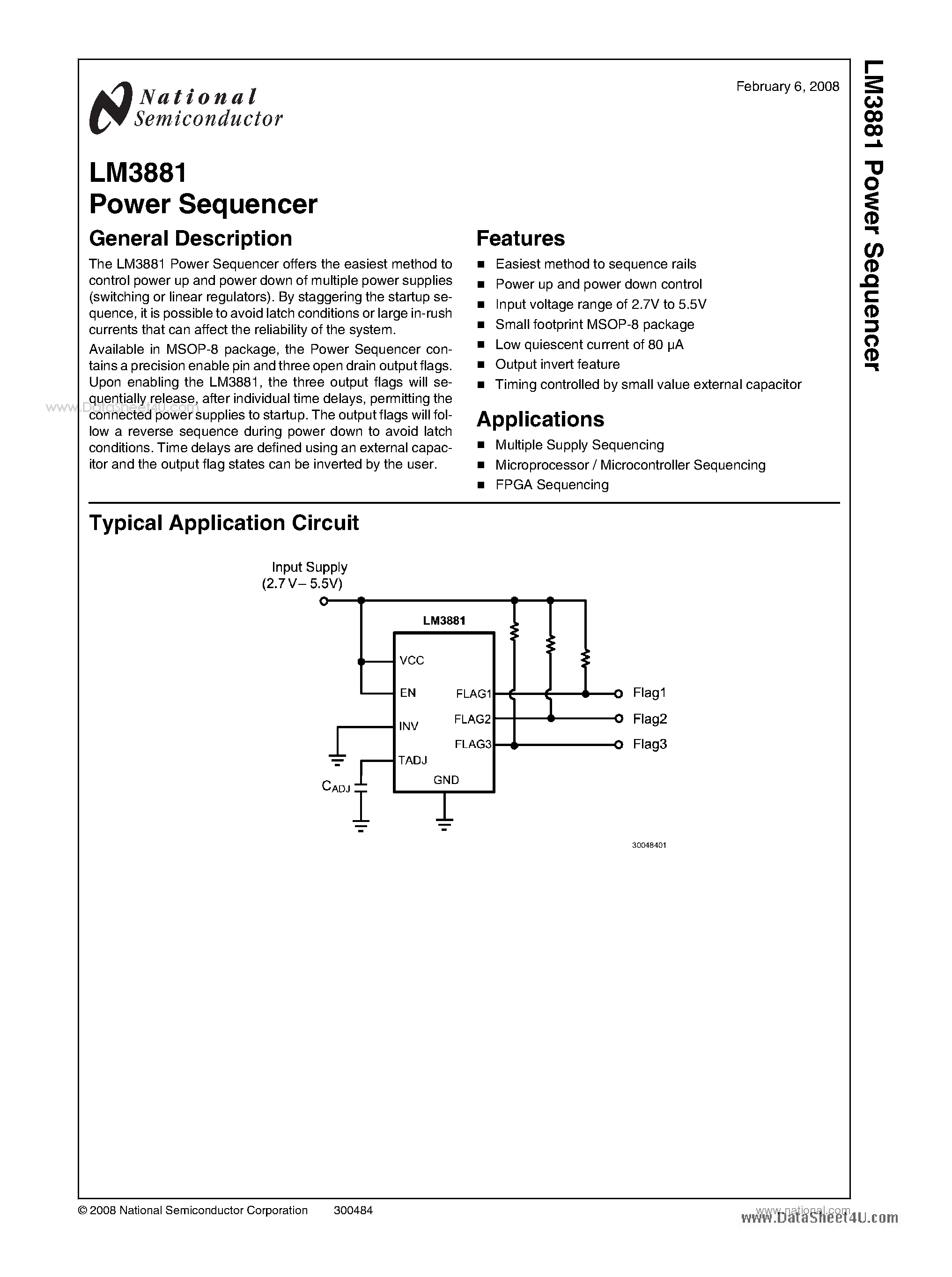 Даташит LM3881 - Power Sequencer страница 1