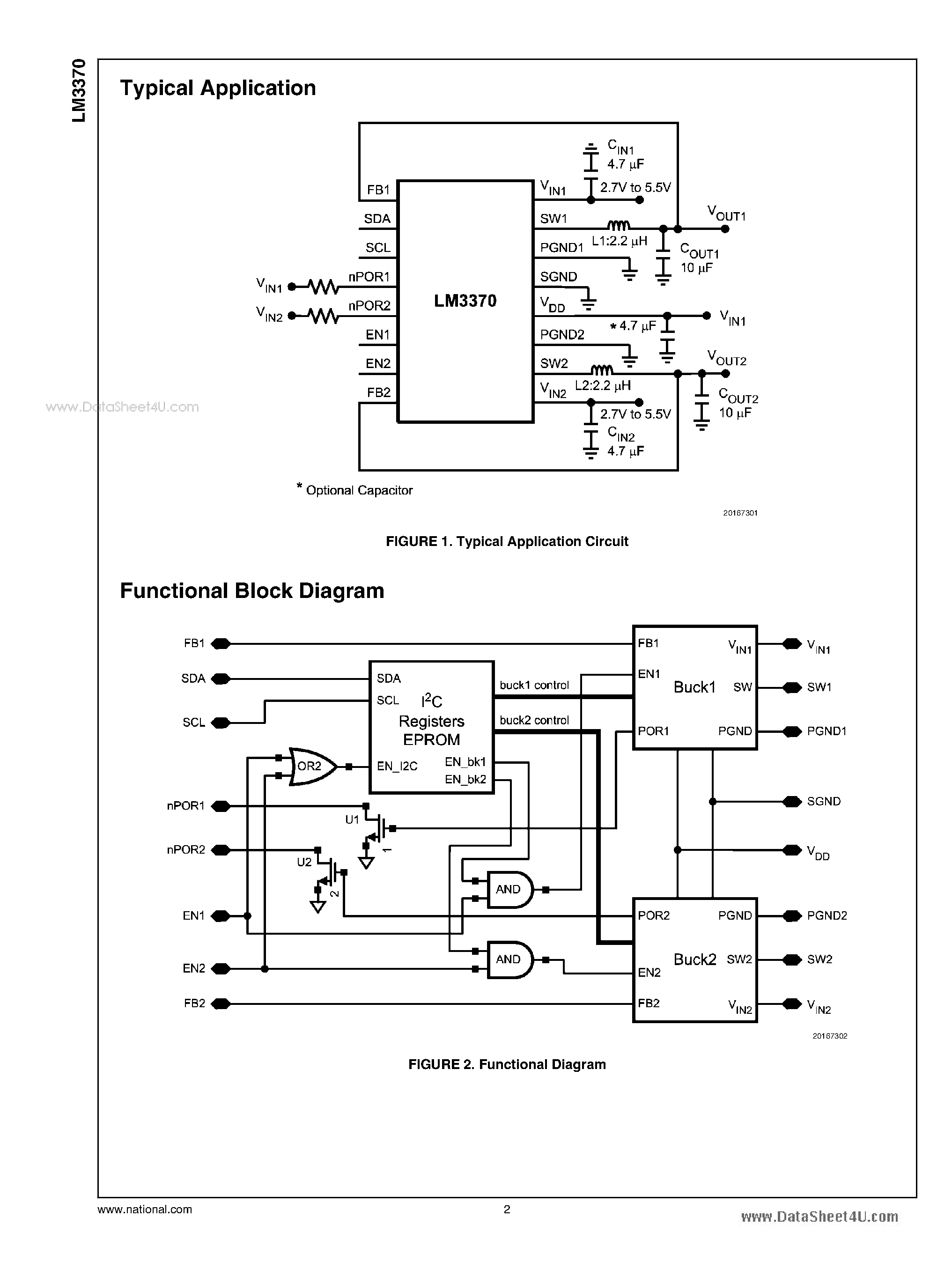 Datasheet LM3370 - Dual Synchronous Step-Down DC-DC Converter page 2