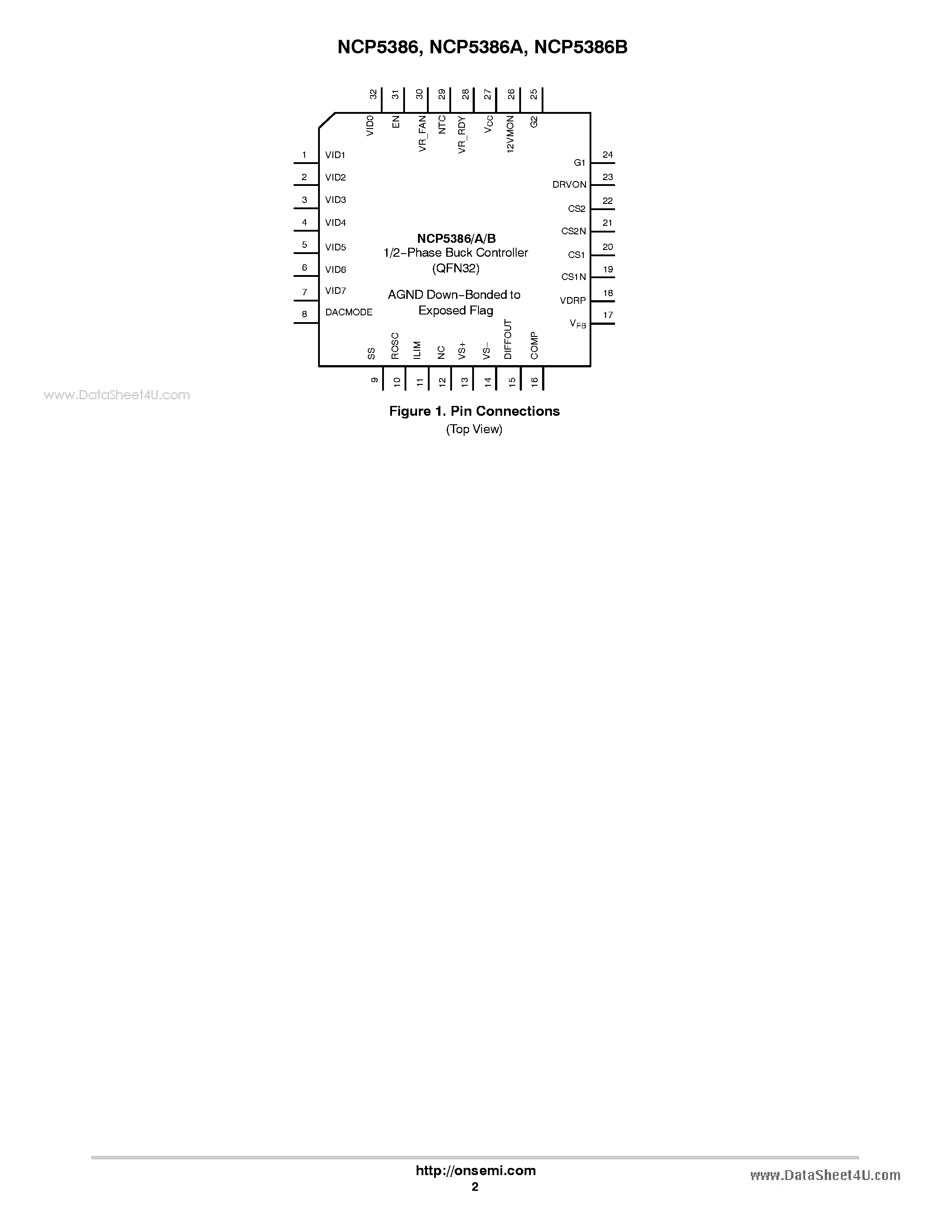 Даташит NCP5386 - 1/2 Phase Controller страница 2