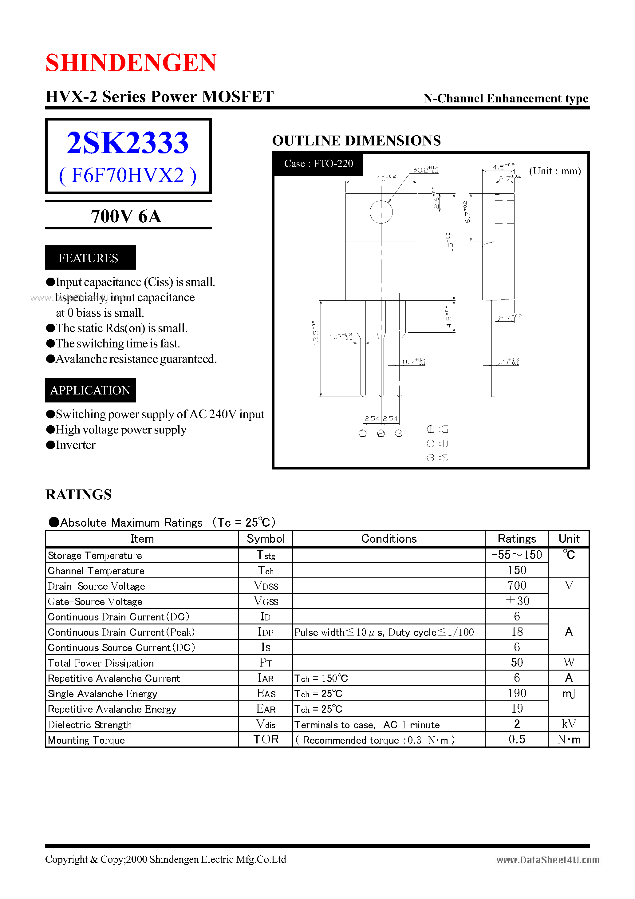 Datasheet K2333 - Search -----> 2SK2333 page 1