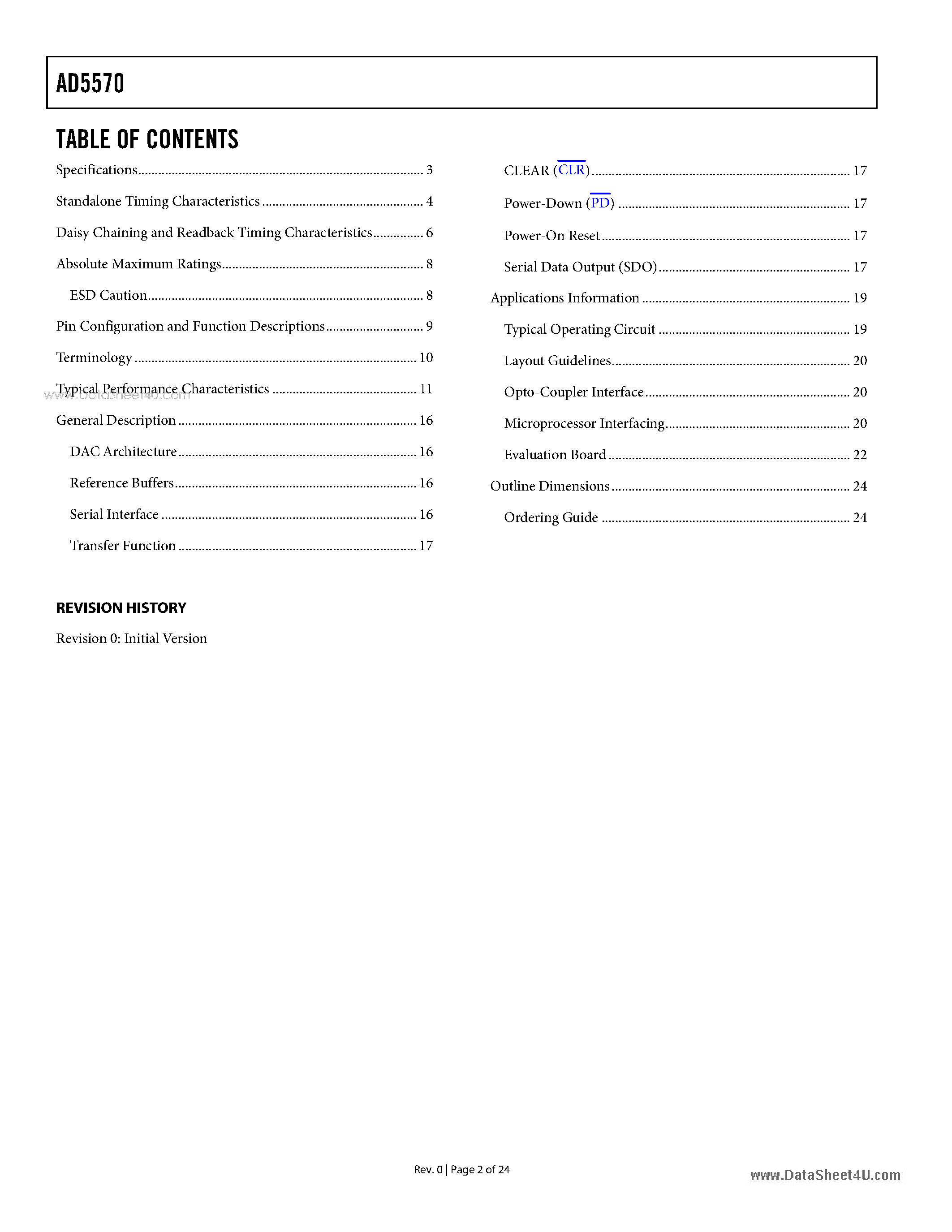 Datasheet AD5570 - Serial Input Voltage Output DAC page 2