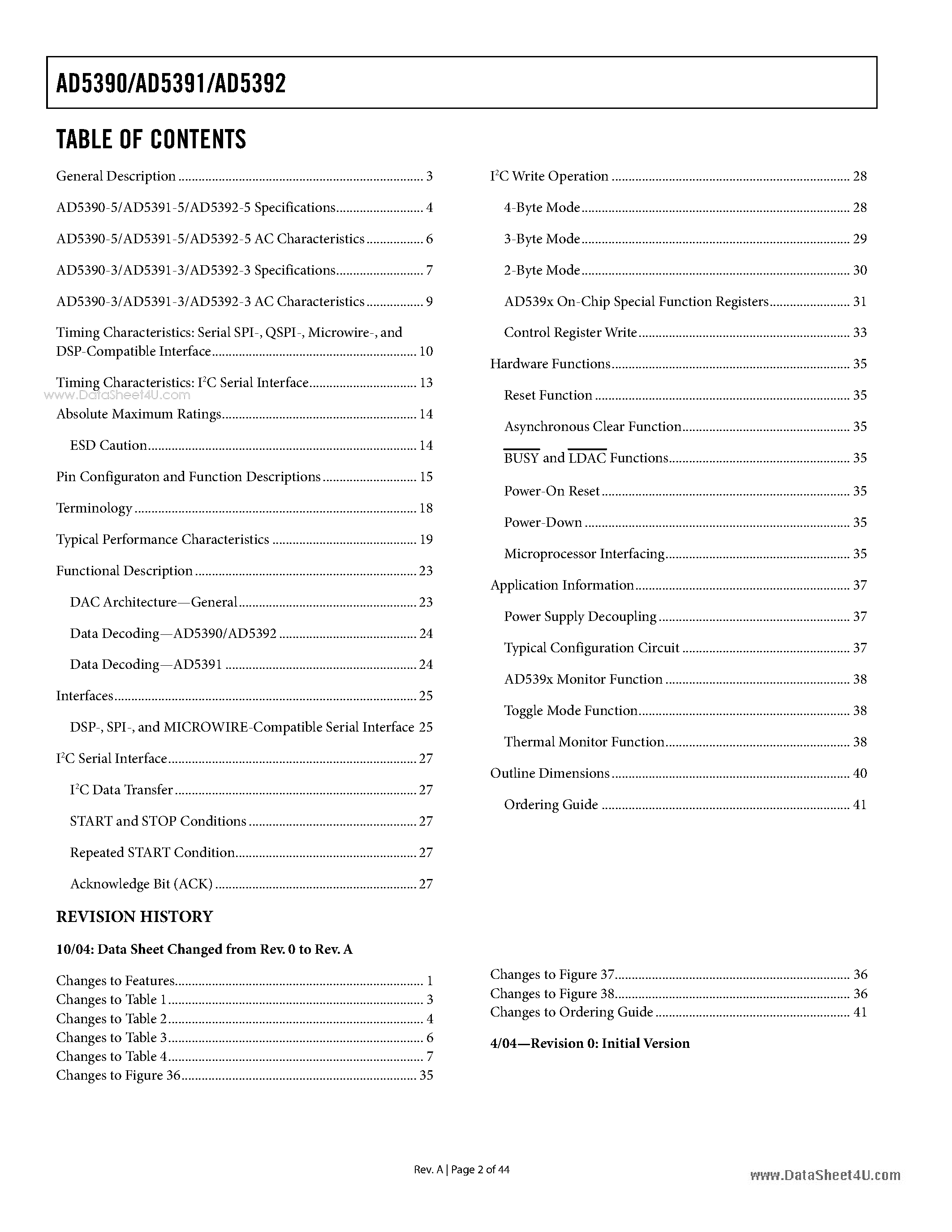 Datasheet AD5390 - 12-/14-Bit Voltage Output DACs page 2