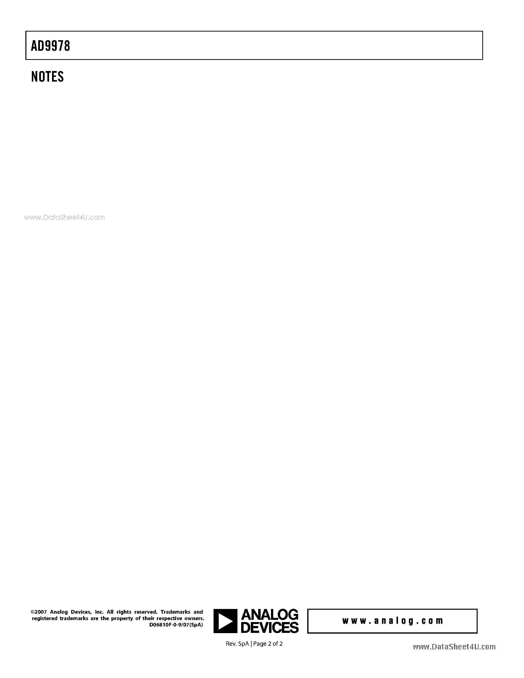 Datasheet AD9978 - 14-Bit CCD Signal Processor page 2