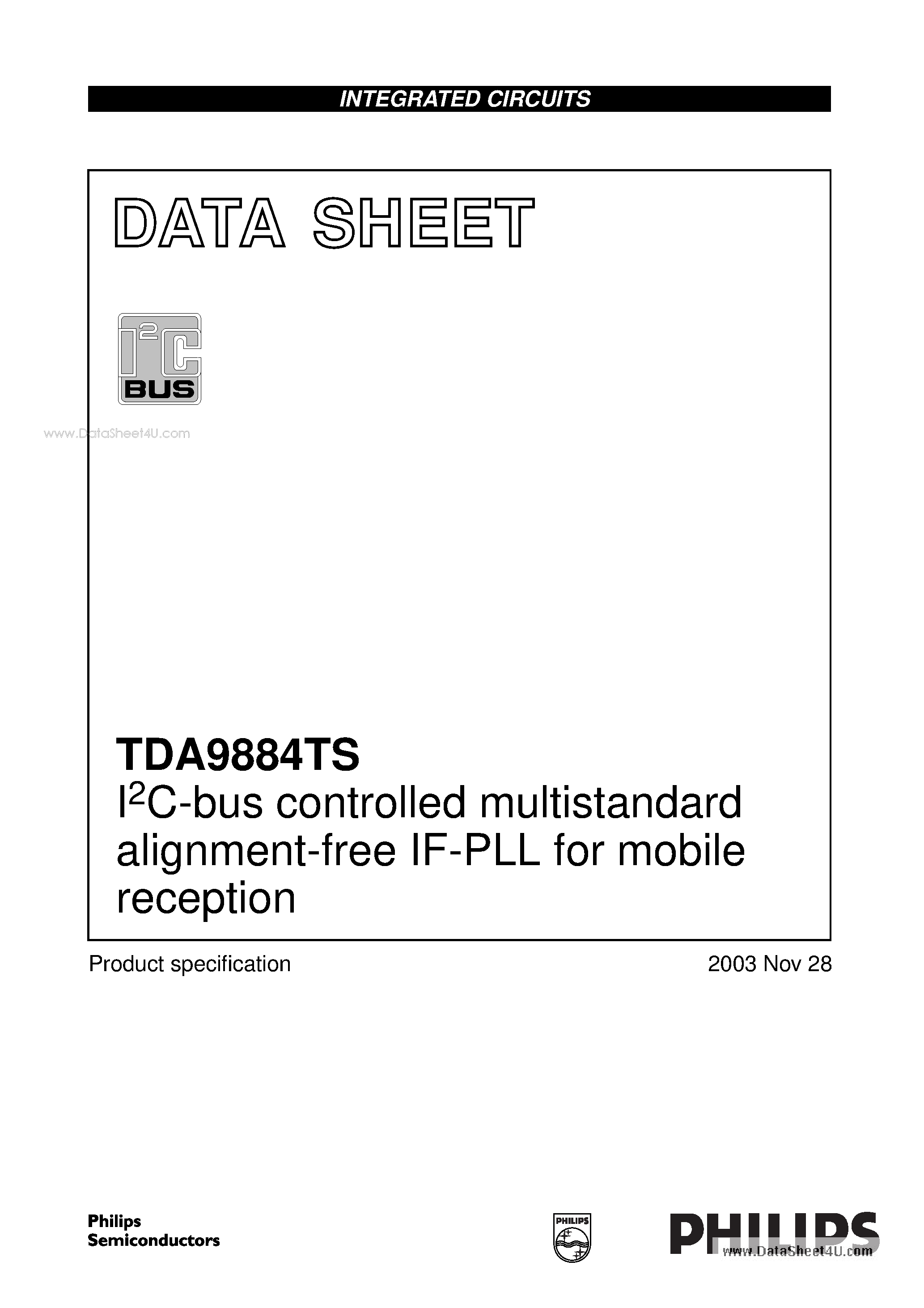 Даташит TDA9884TS - I2C-bus controlled multistandard alignment-free IF-PLL страница 1