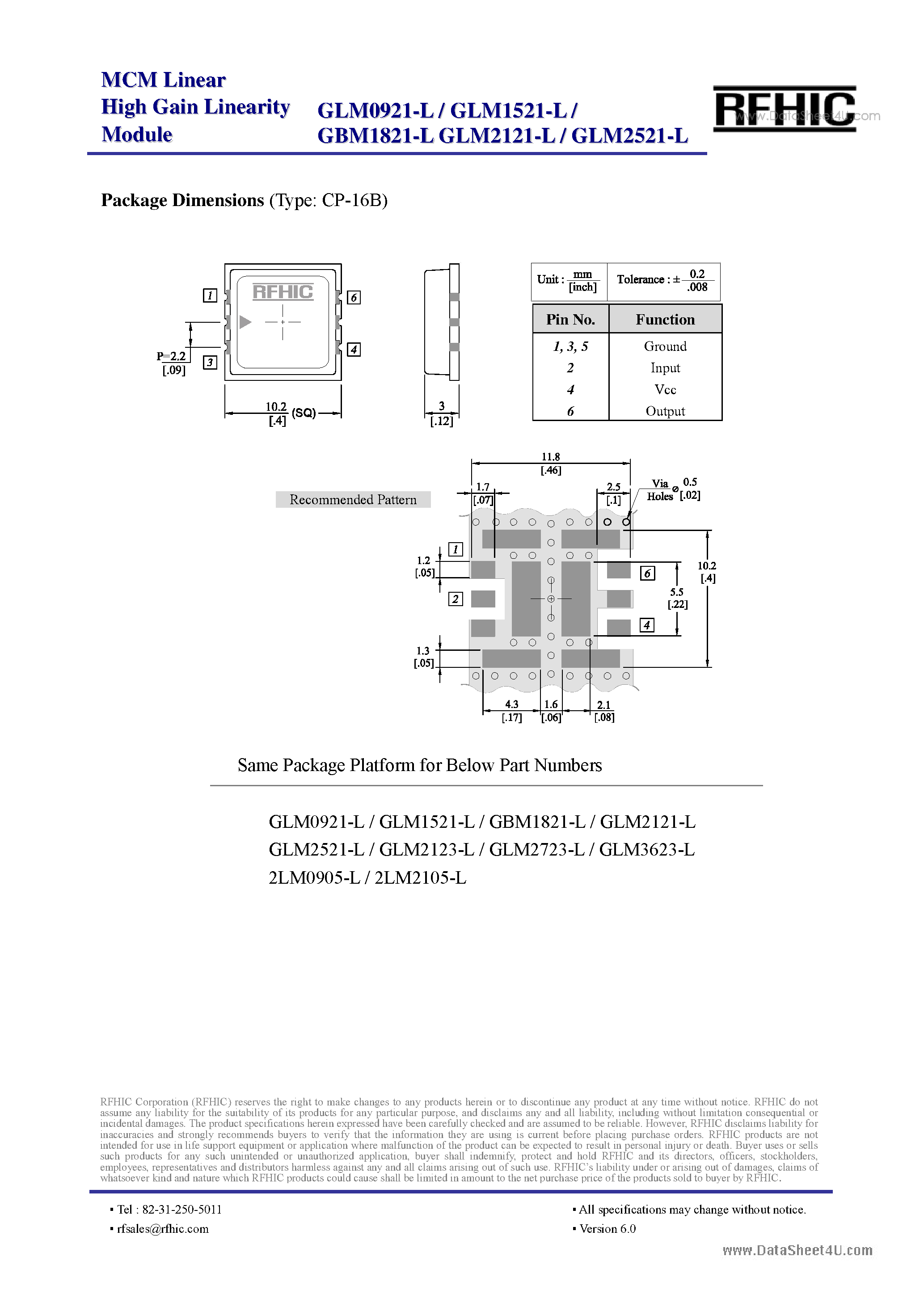 Datasheet GBM1821-L - MCM Linear High Gain Linearity Module page 2