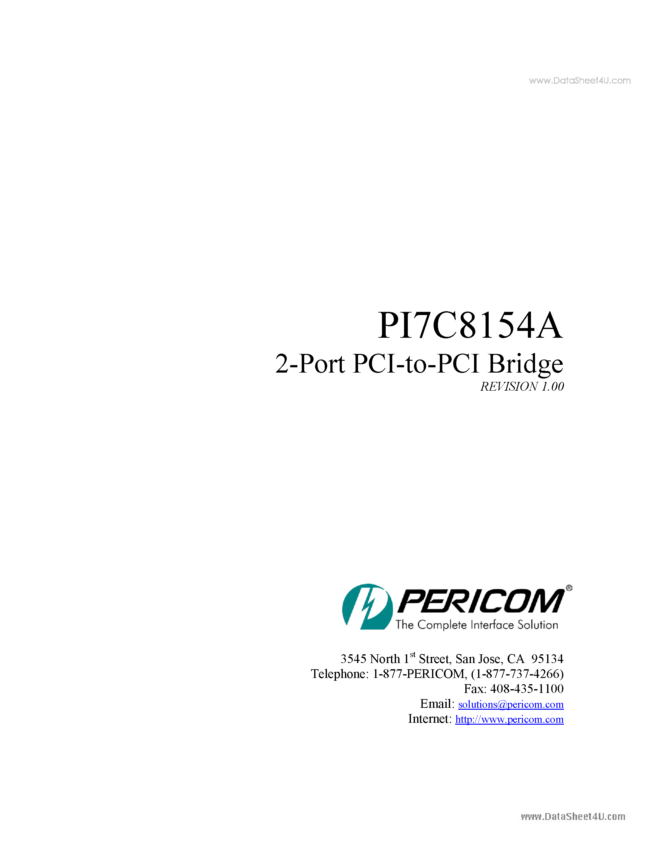 Даташит PI7C8154A - 2-Port PCI-to-PCI Bridge страница 1