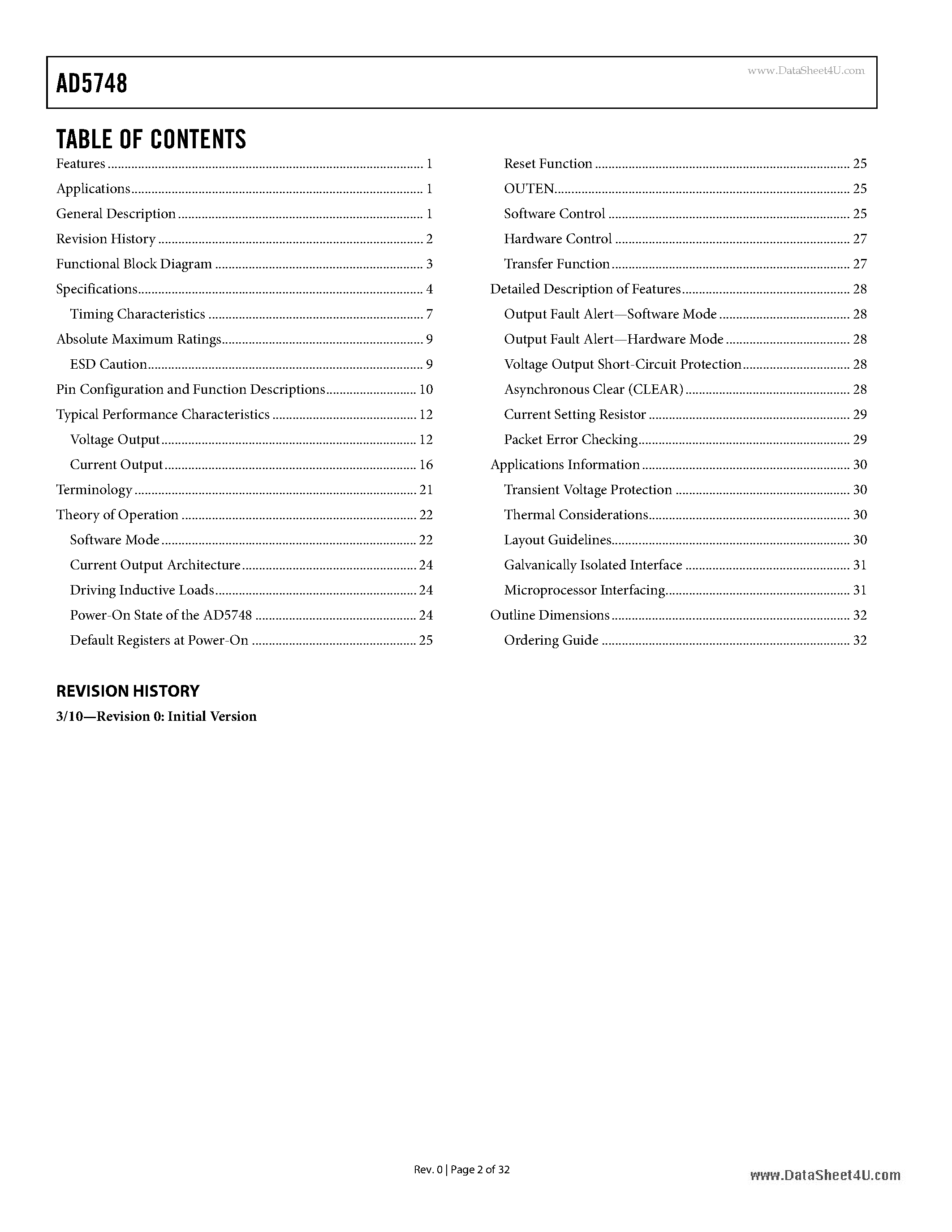 Datasheet AD5748 - Industrial Current/Voltage Output Driver page 2