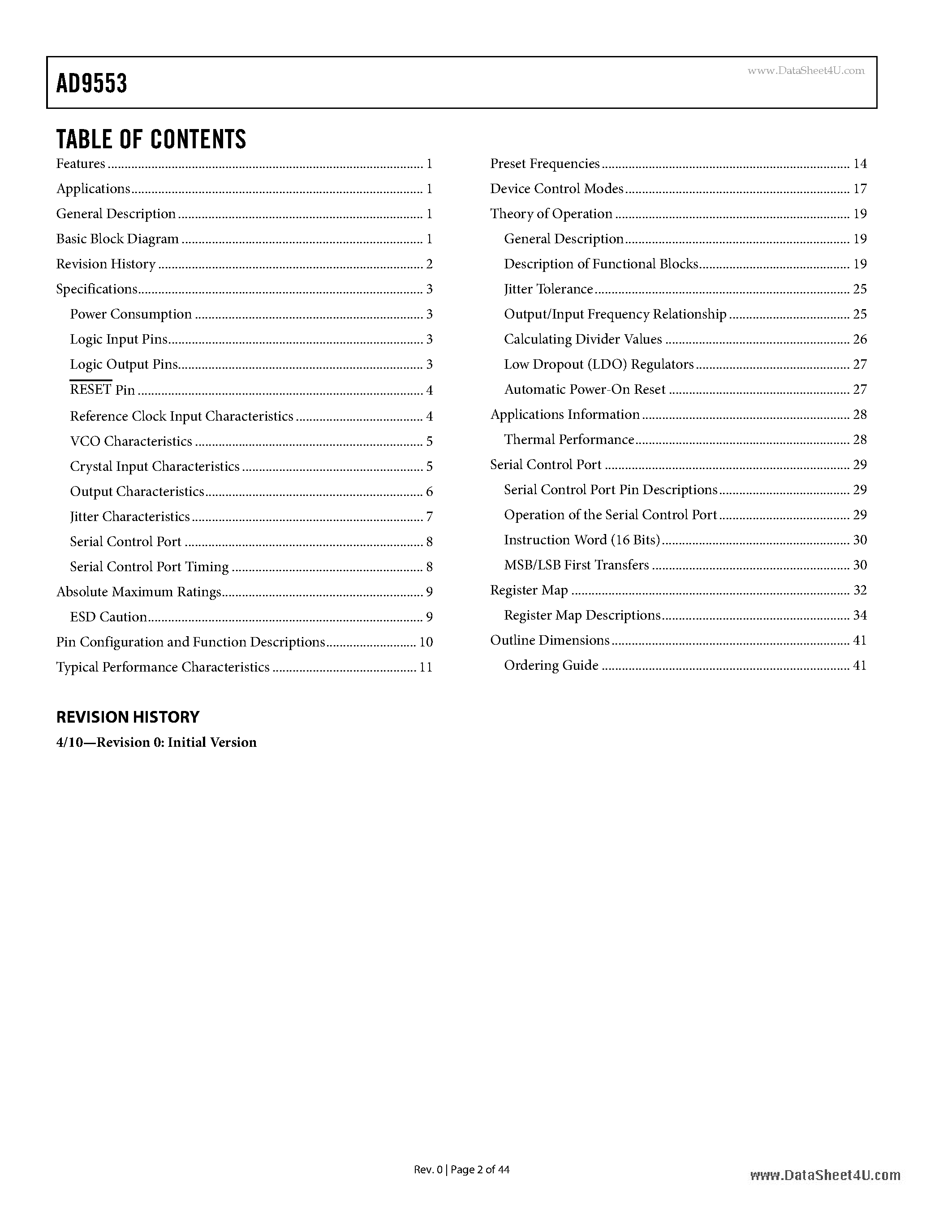 Datasheet AD9553 - Flexible Clock Translator page 2