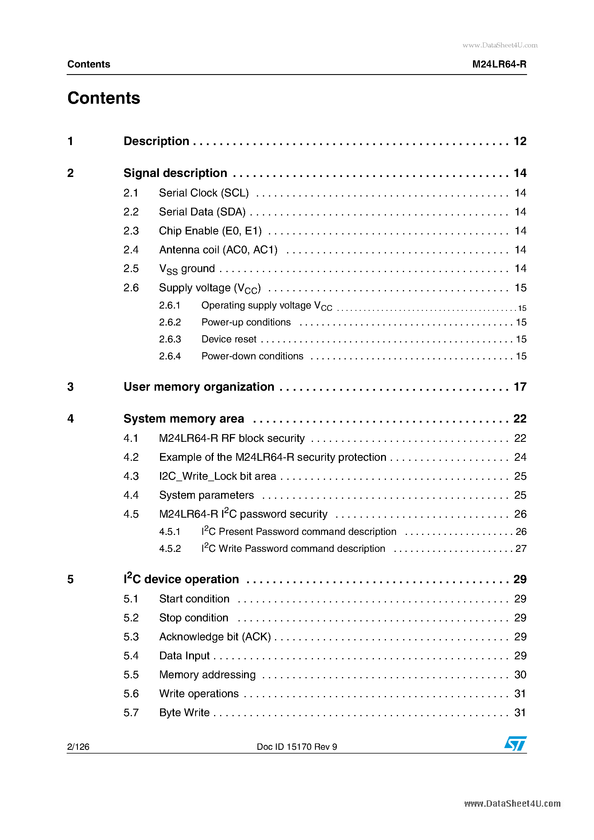 Datasheet M24LR64-R - 64 Kbit EEPROM page 2