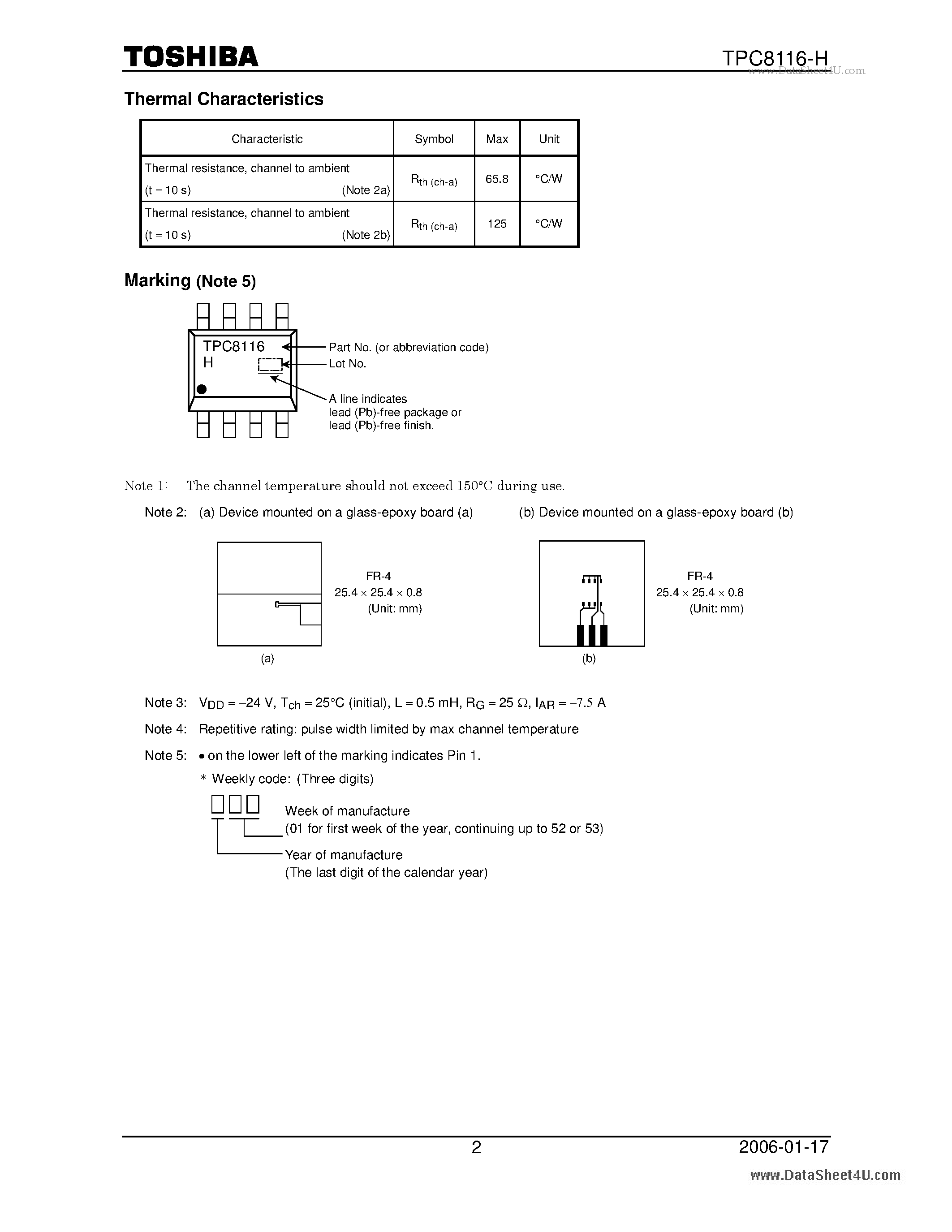 Даташит TPC8116-H - High Efficiency DC/DC Converter Applications страница 2