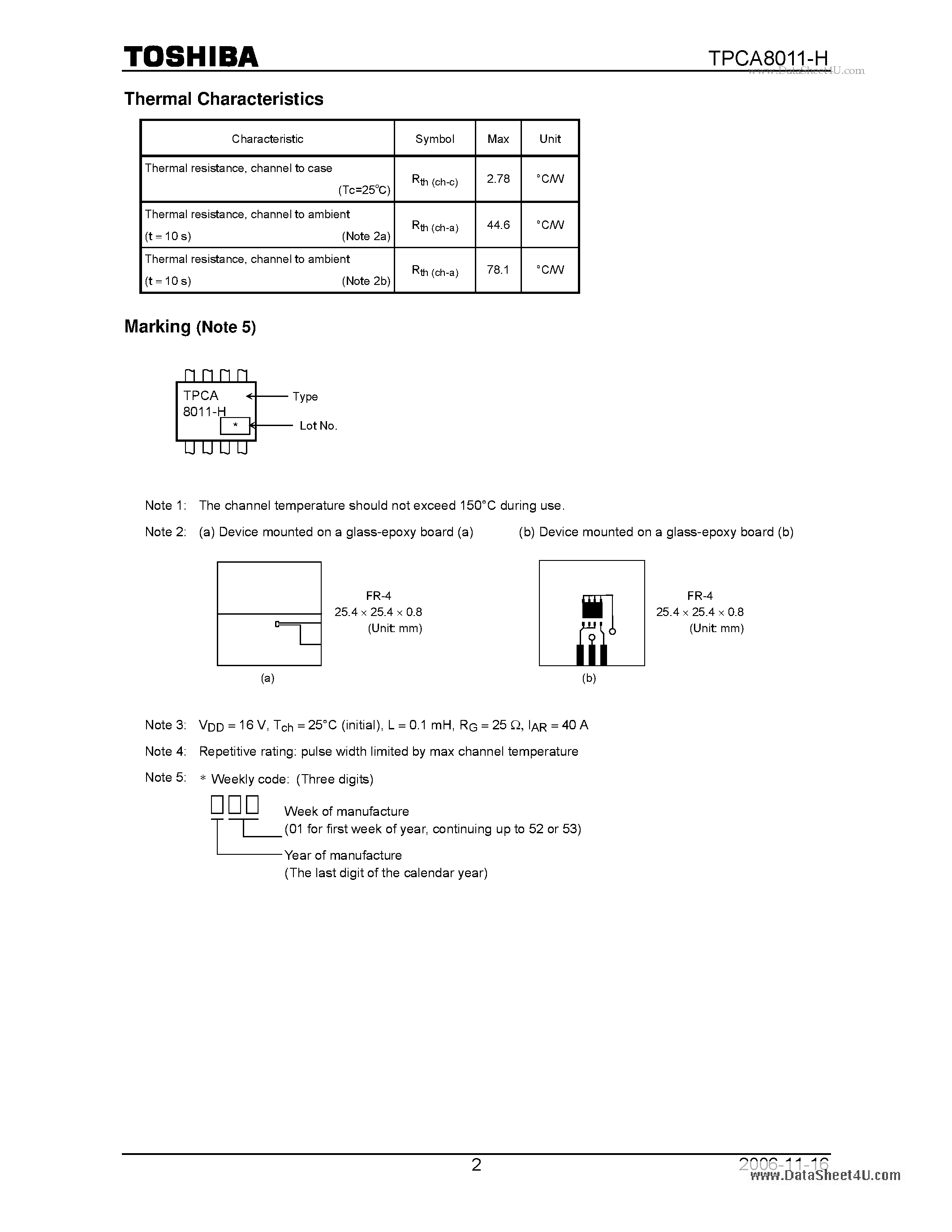 Даташит TPCA8011-H - High Efficiency DC/DC Converter Applications страница 2